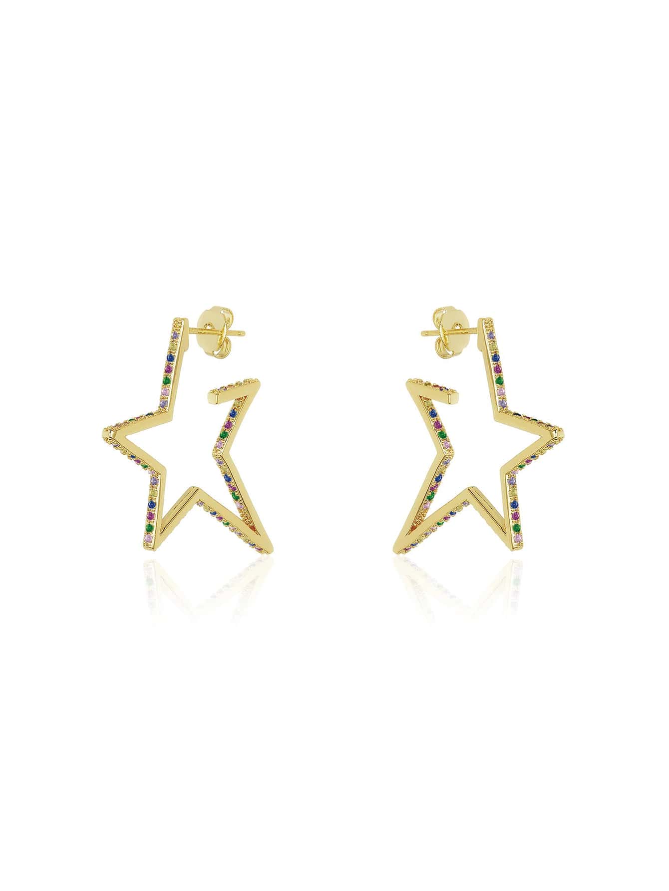 1pair Elegant & Fashionable 925 Silver Cubic Zirconia Star Shaped Stud Earrings For Women, Anniversary Or Engagement Gift