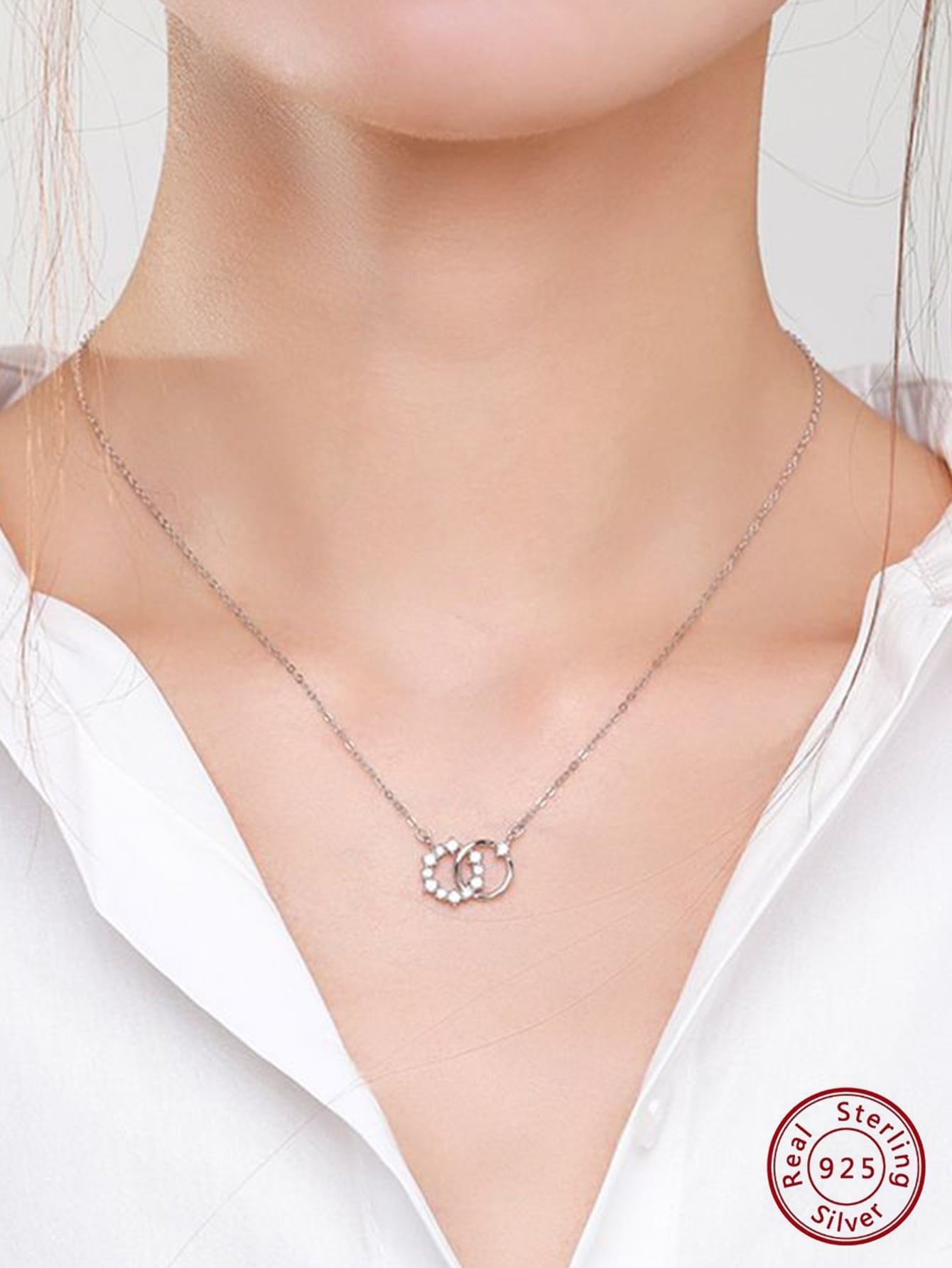 1pc Fashion Sterling Silver Cubic Zirconia Decor Star Moon Pendant Necklace For Women For Daily Commute