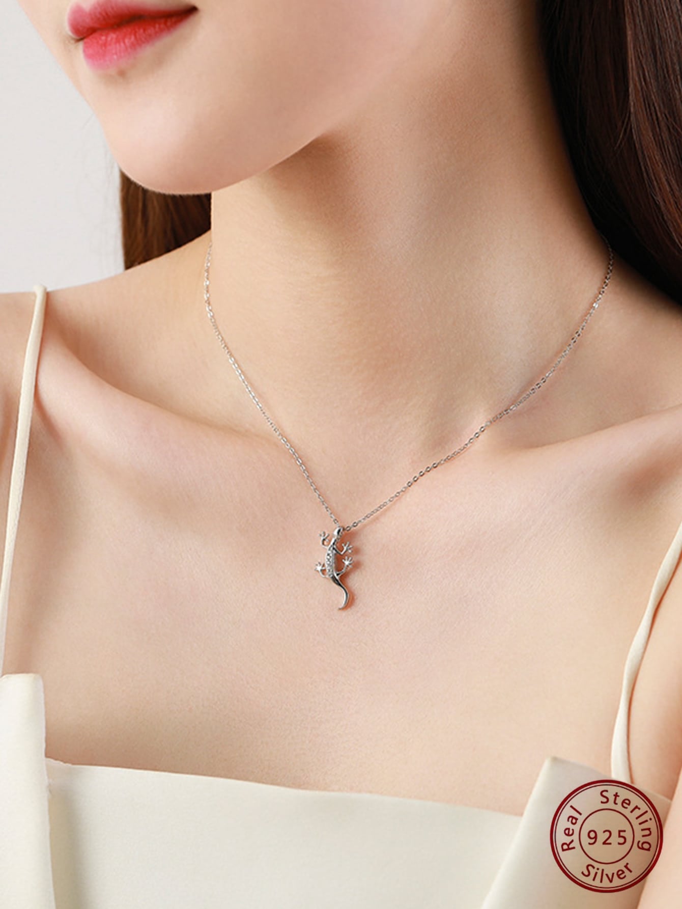 1pc Fashion Sterling Silver Lizard Pendant Necklace For Women For Decoration Gift Party