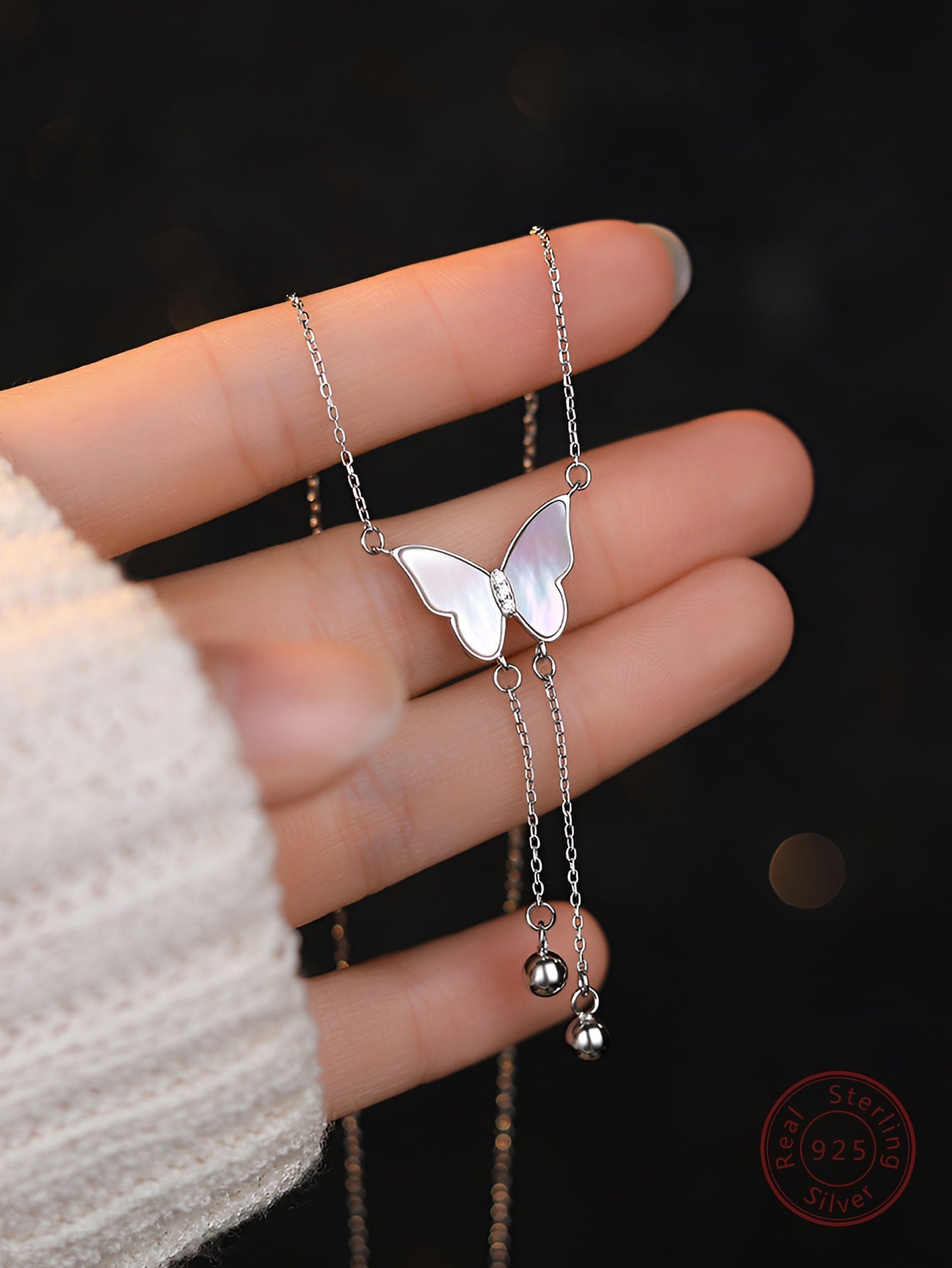 1pc Fashionable S925 Sterling Silver Butterfly Pendant Necklace For Women's Daily Wear, Festival And As A Perfect Gift To Girlfriend