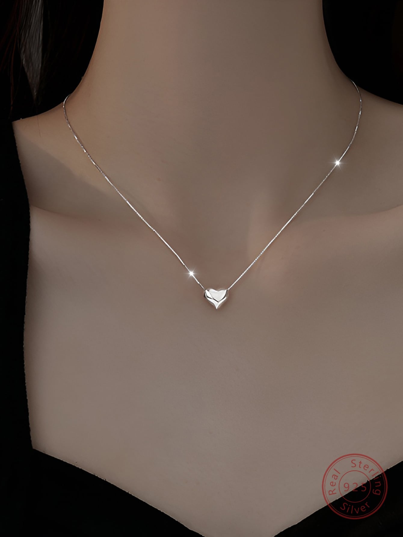 1pc Fashionable S925 Sterling Silver Heart Shaped Necklace For Women Daily Wear, Dating Gift