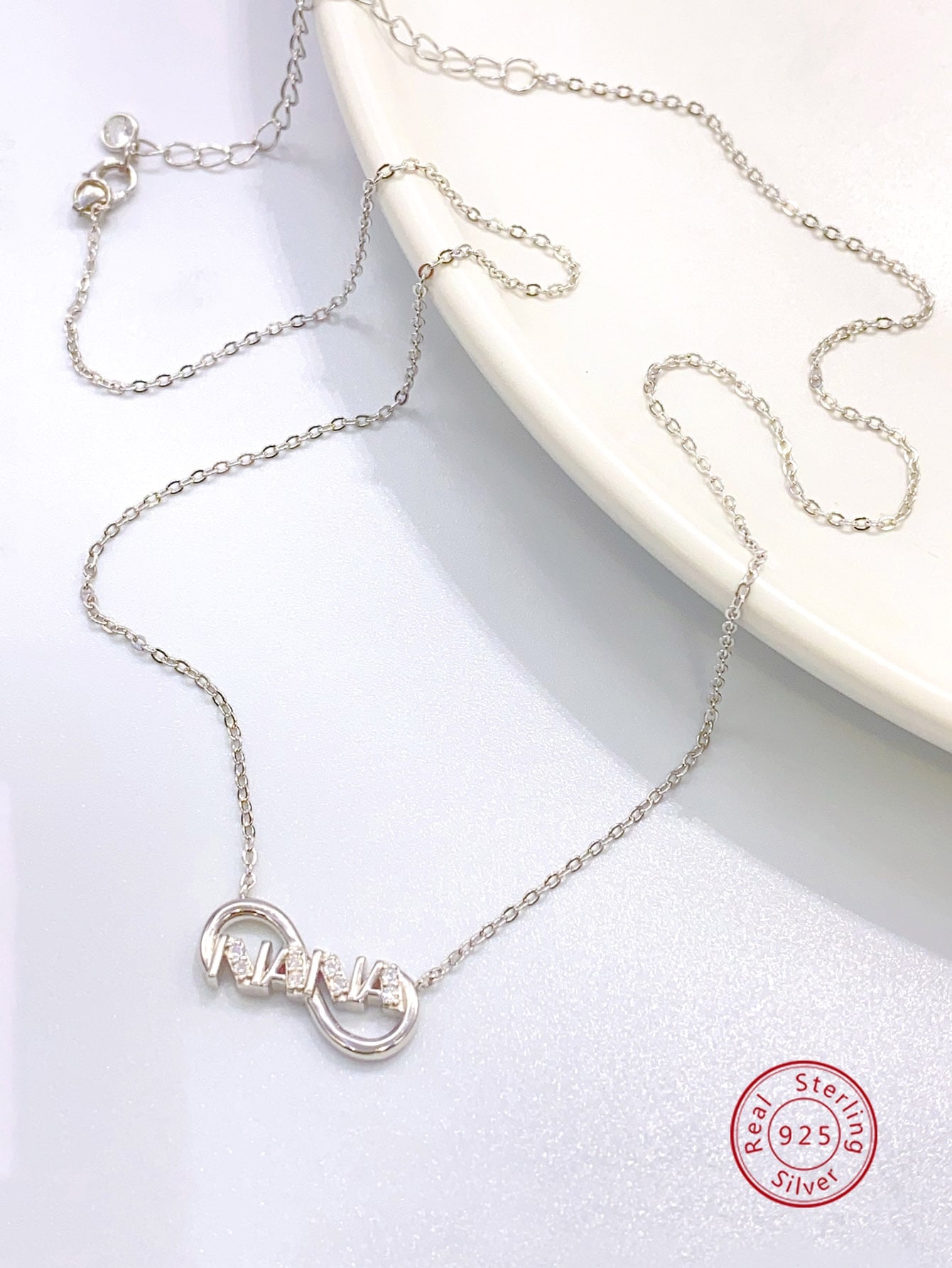 1pc Elegant 925 Sterling Silver & Cubic Zirconia Decor Commuting Style Women's Necklace For Summer