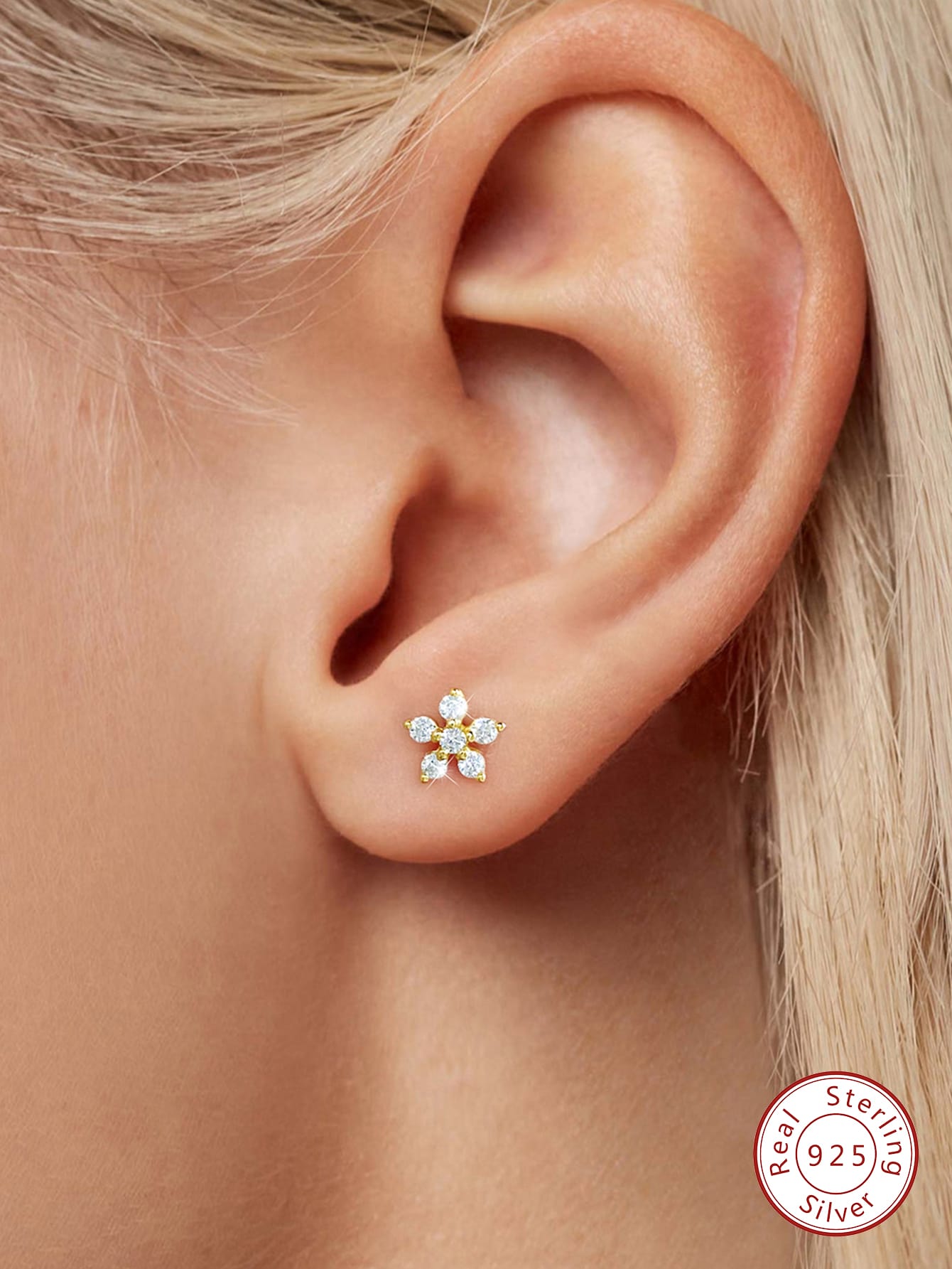 1 pair S925 Standard Sterling Silver Zirconia Flower Stud Earrings Exquisite Jewelry for Women Girls Birthday