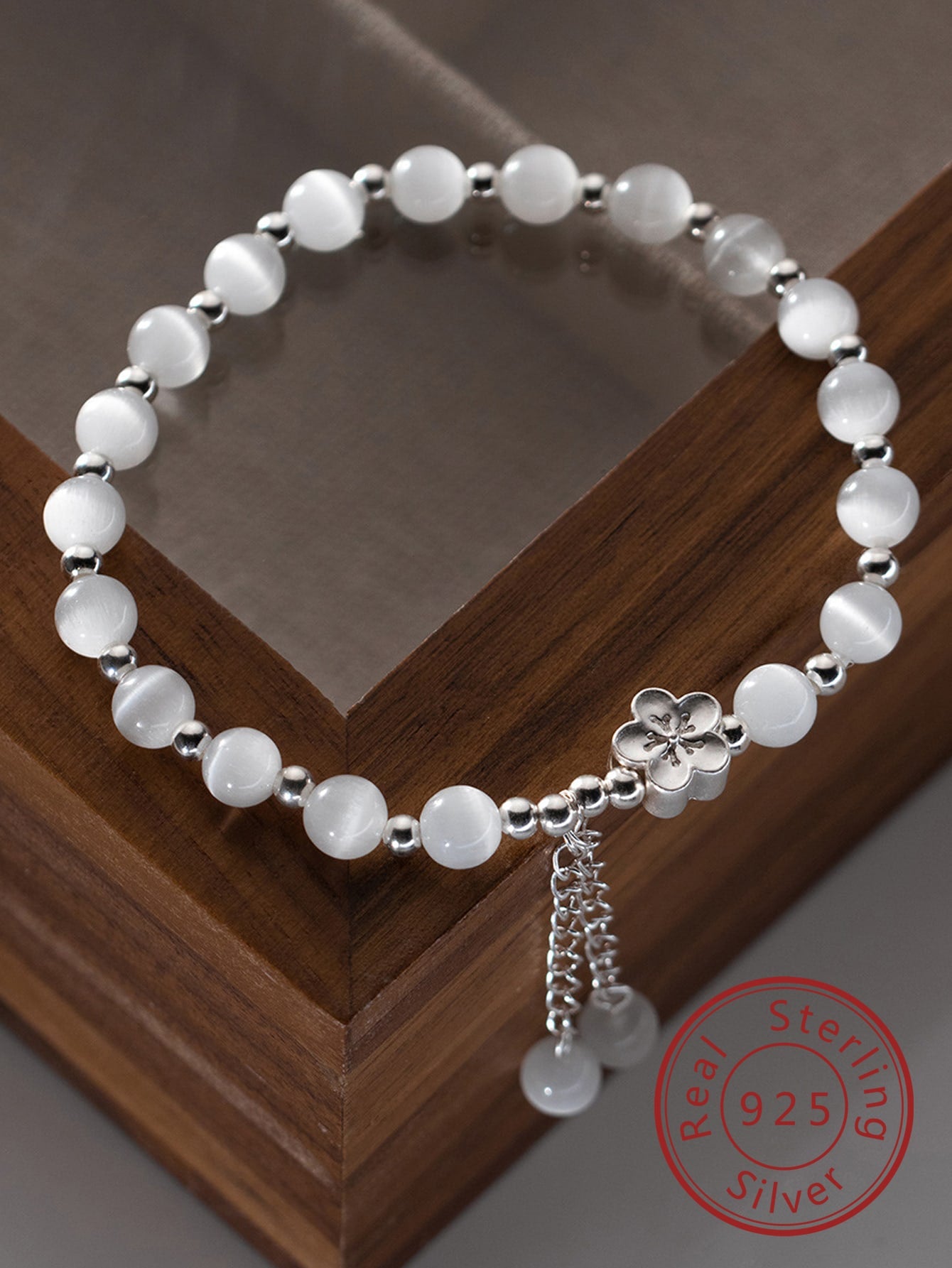 1pc 925 Sterling Silver Women's Fashionable Simple Beaded Bracelet, Suitable For Bracelet Gifts, Wedding Anniversary And Banquet