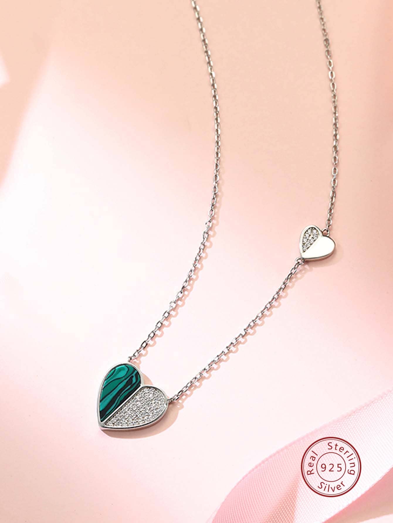 1pc S925 Silver Heart Pendant Necklace