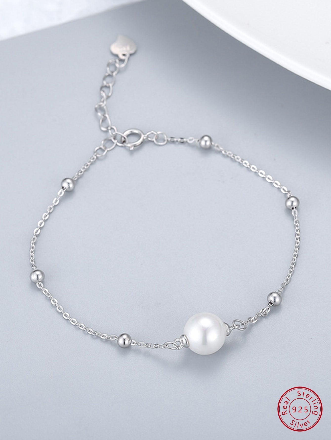 1pc Simple and Versatile S925 Sterling Silver White Pearls Silver Bracelet For Female Best Friend Gift