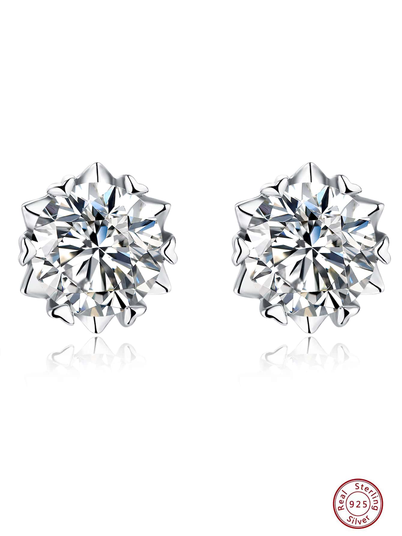 1 Pair 925 Sterling Silver Fashion Delicate Sparkling Moissanite Stud Earrings For Women For Vacation