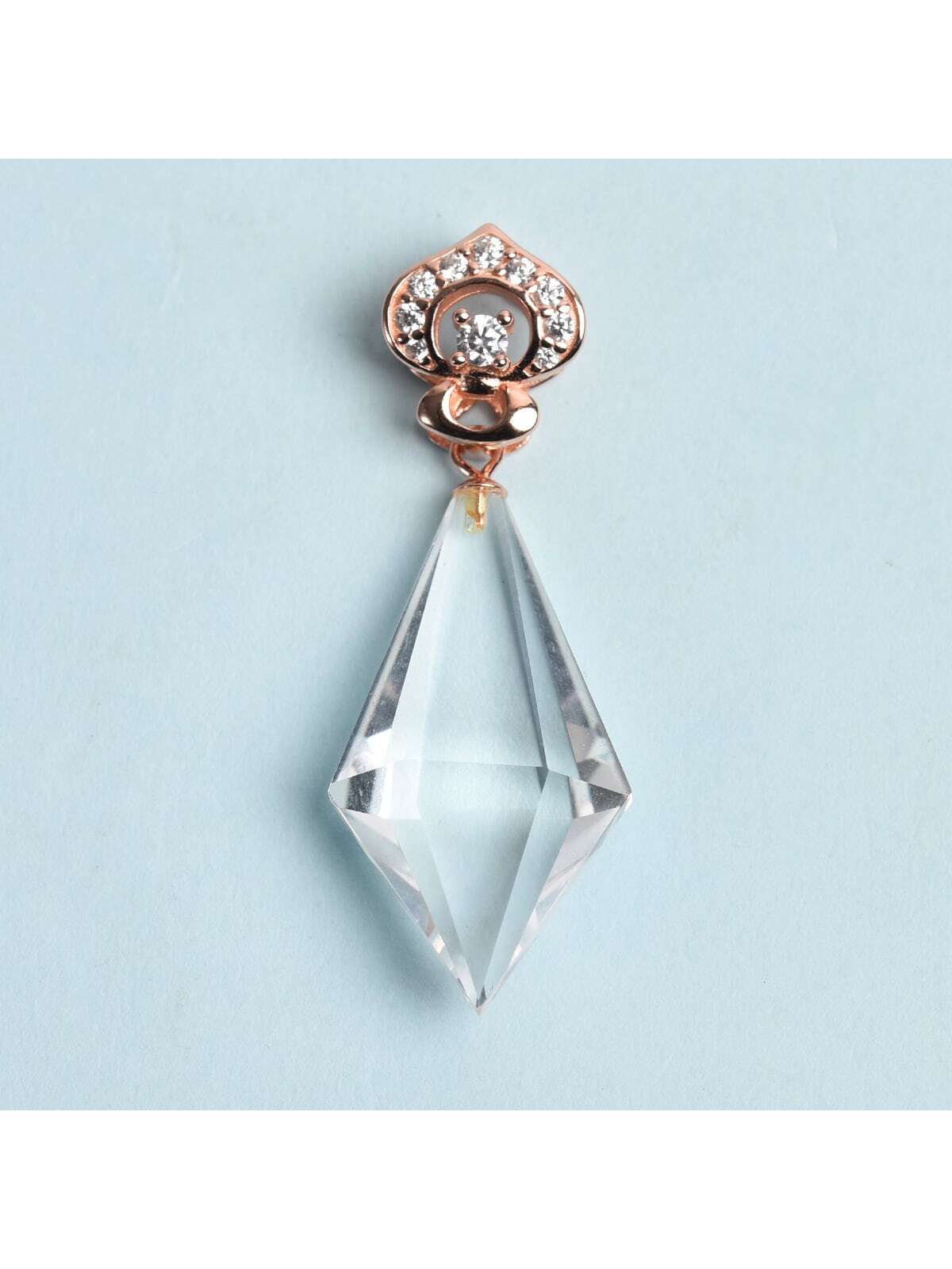 Artificial Crystal Faceted Prism Pendant With S925 Silver Couple Jewelry, Birthday Gift