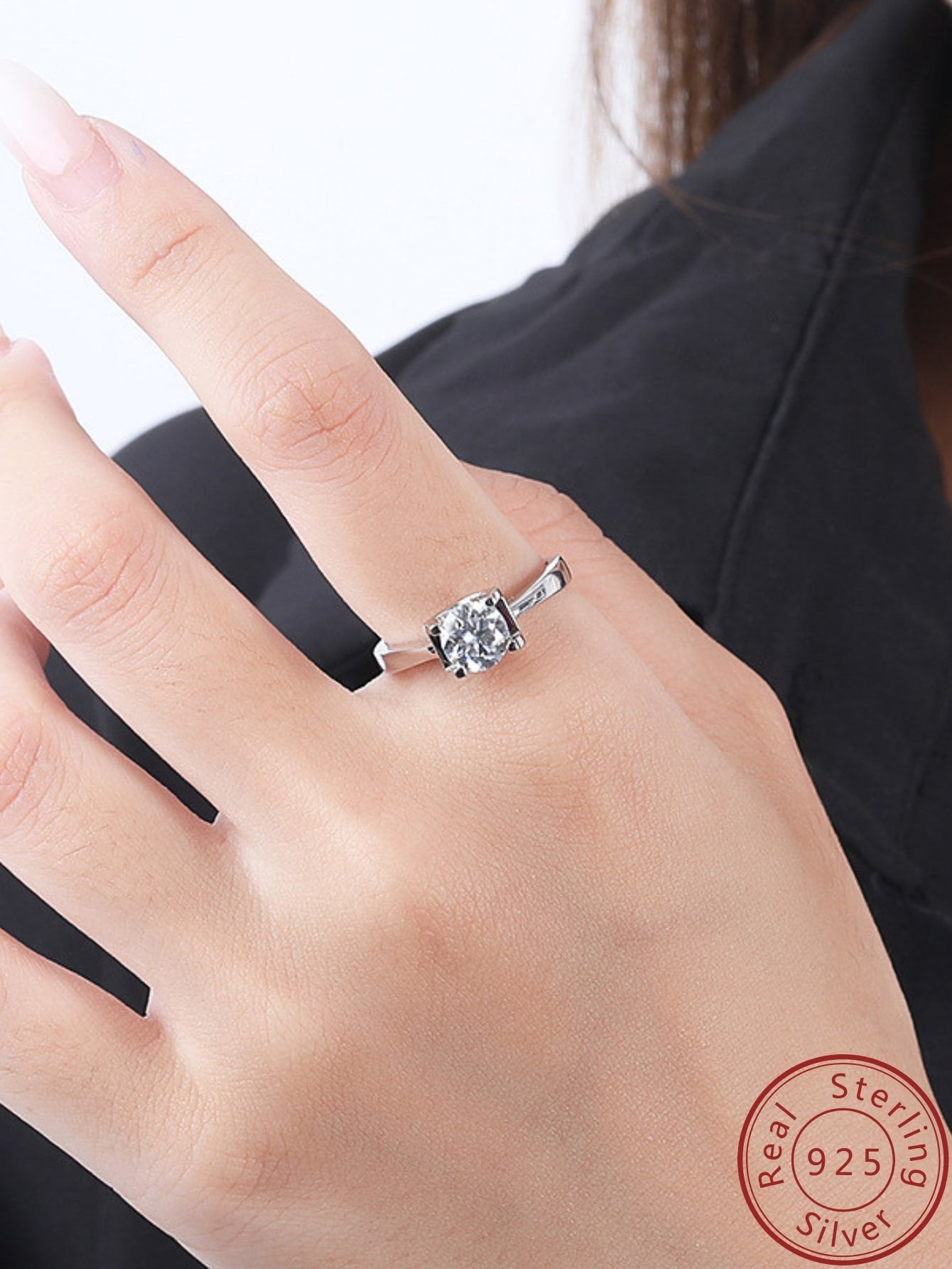 0.5g S925 Sterling Silver & Cubic Zirconia Ring, Suitable For Women, Commemorative Gift