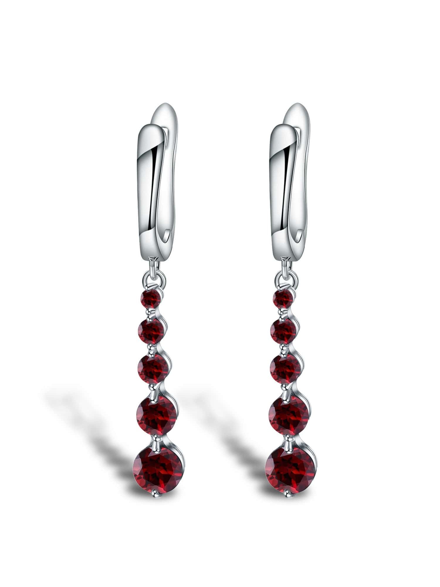 Fashion Sterling Silver Garnet Decor Drop Earrings For Women For Decoration Gift Party