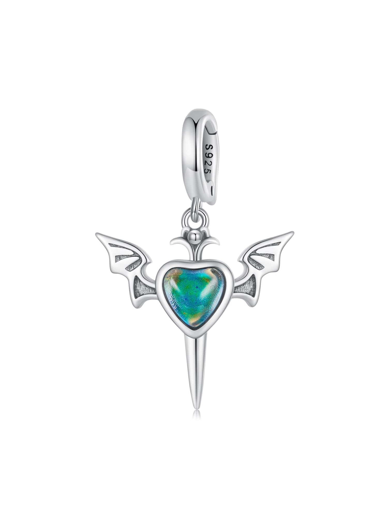 1pc 925 sterling silver temperature-sensitive color-changing retro Wings Pendant for women original silver bracelet necklace jewelry DIY