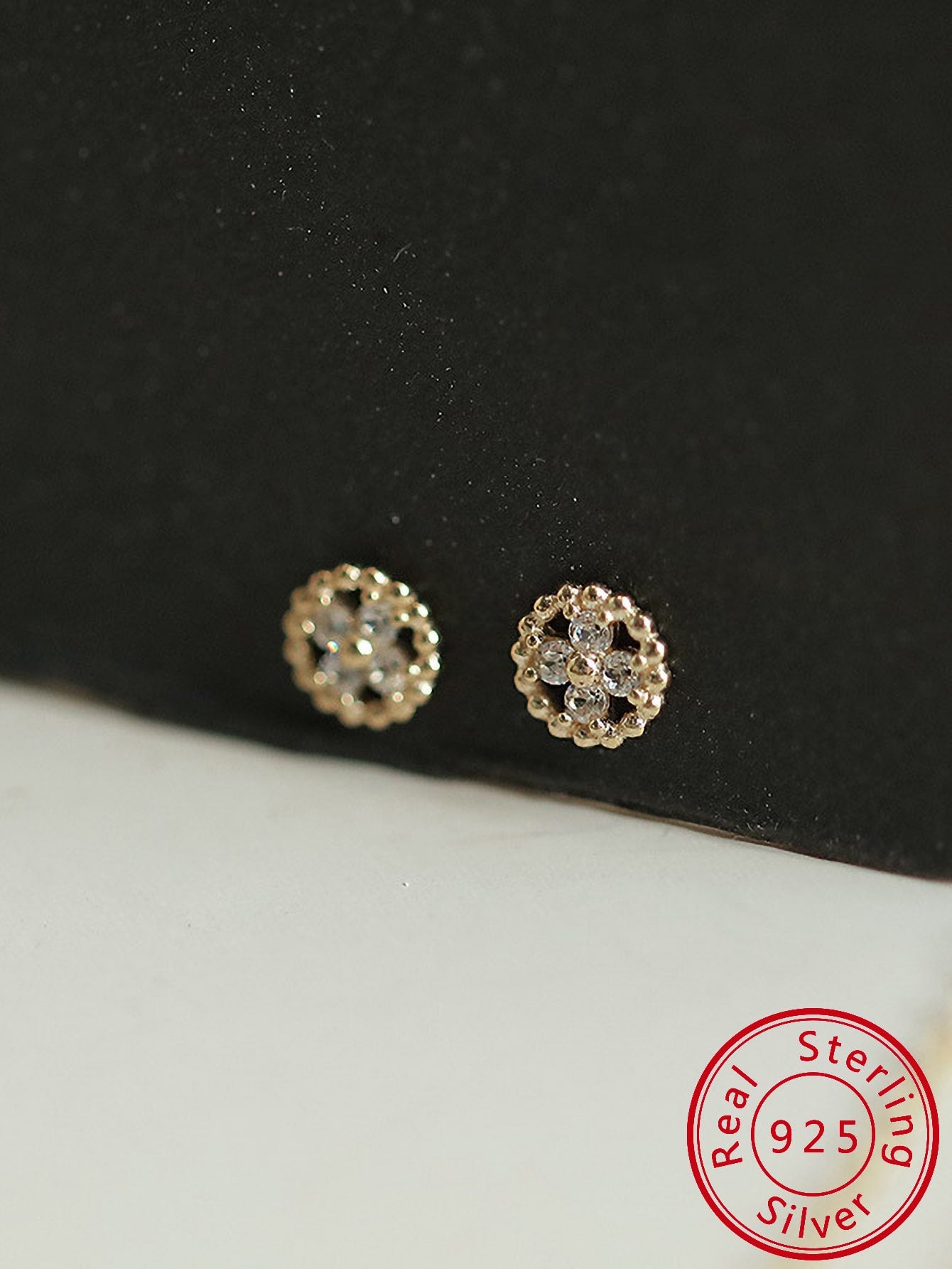 1pair Elegant Cubic Zirconia Flower 925 Sterling Silver Stud Earrings For Women For Daily Wear