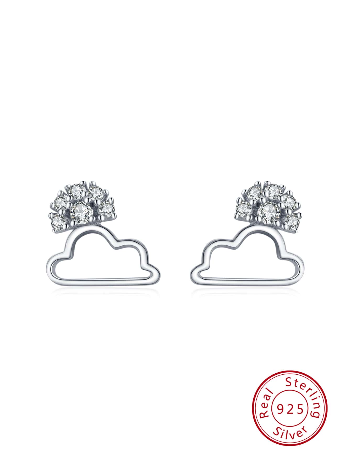 1pair Elegant And Graceful 925 Silver Artificial Cloud Shaped Earrings As A Birthday Gift For Girls