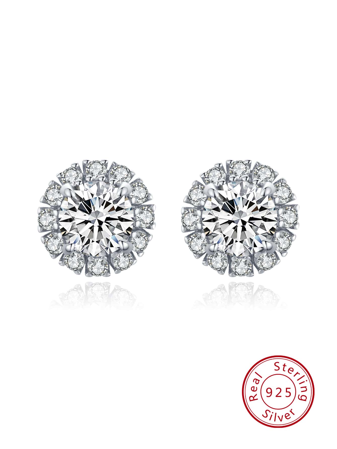 1pair Fashionable Luxury 925 Sterling Silver Sparkling Cubic Zirconia Round Earrings, Exquisite & Elegant Wedding Bridal Jewelry For Women