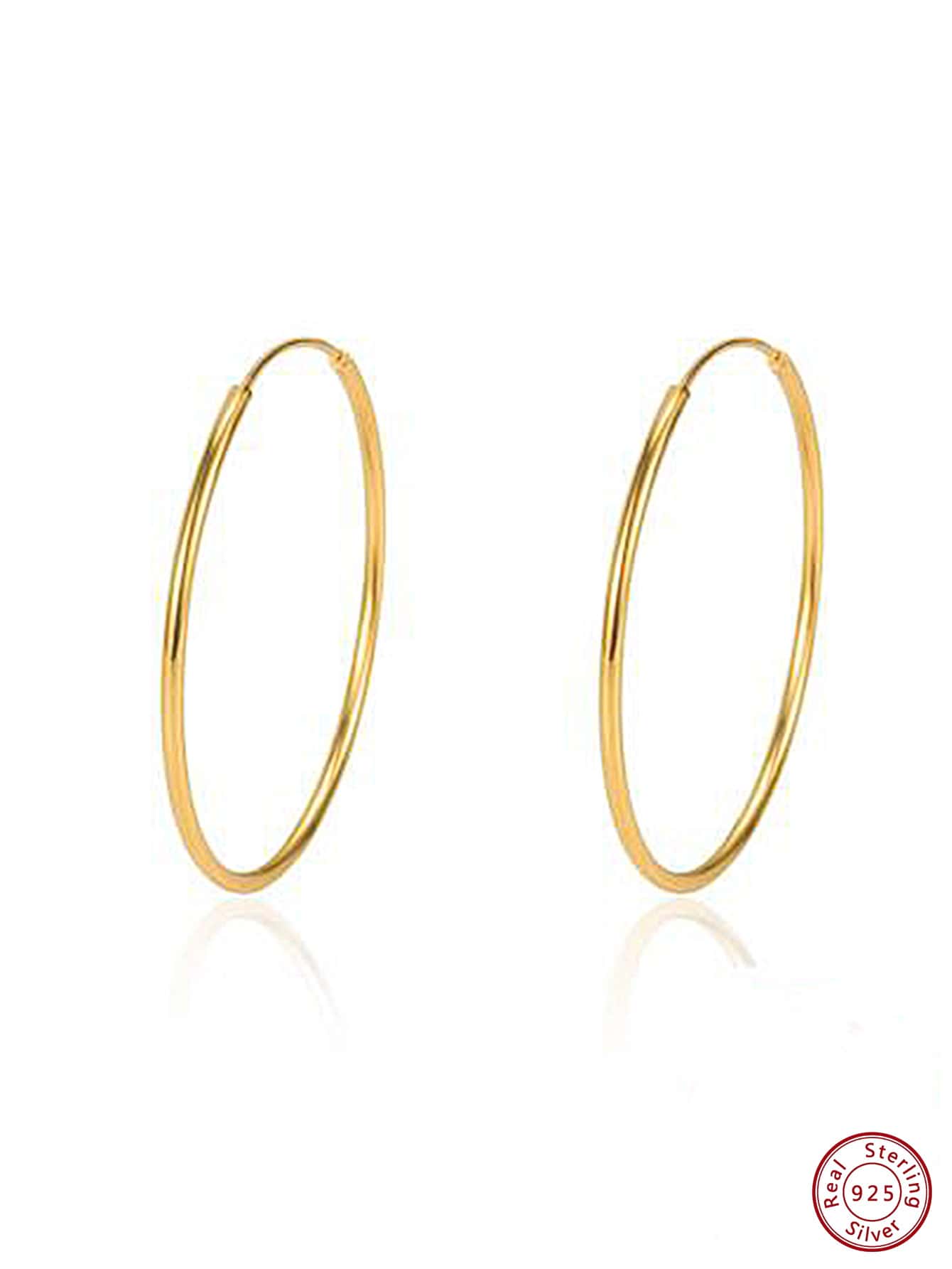 1 Pair 50mm Graduation Season Sterling Silver Ladies Hoop Earrings Casual Vacation