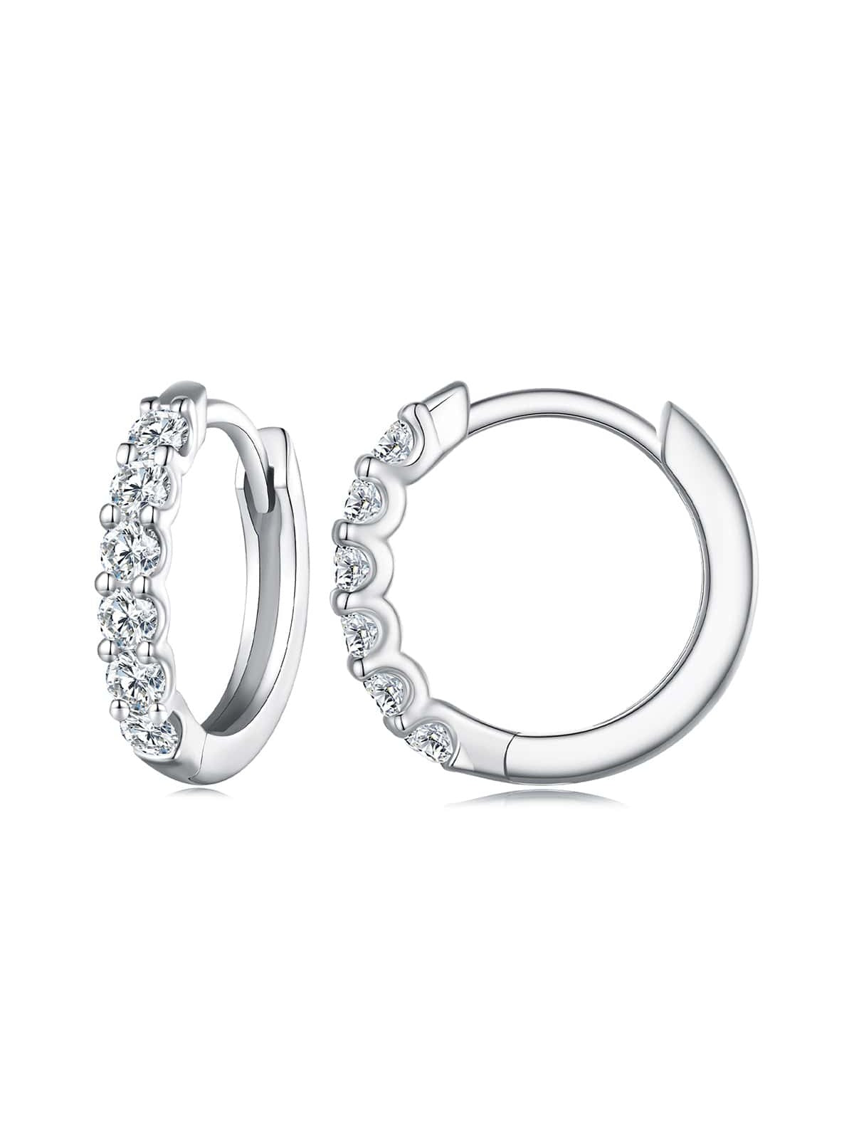 Dazzling Classic Moissanite Ear Buckles 925 Sterling Silver Hoop Earrings for Women Engagement & Wedding Jewelry Gift