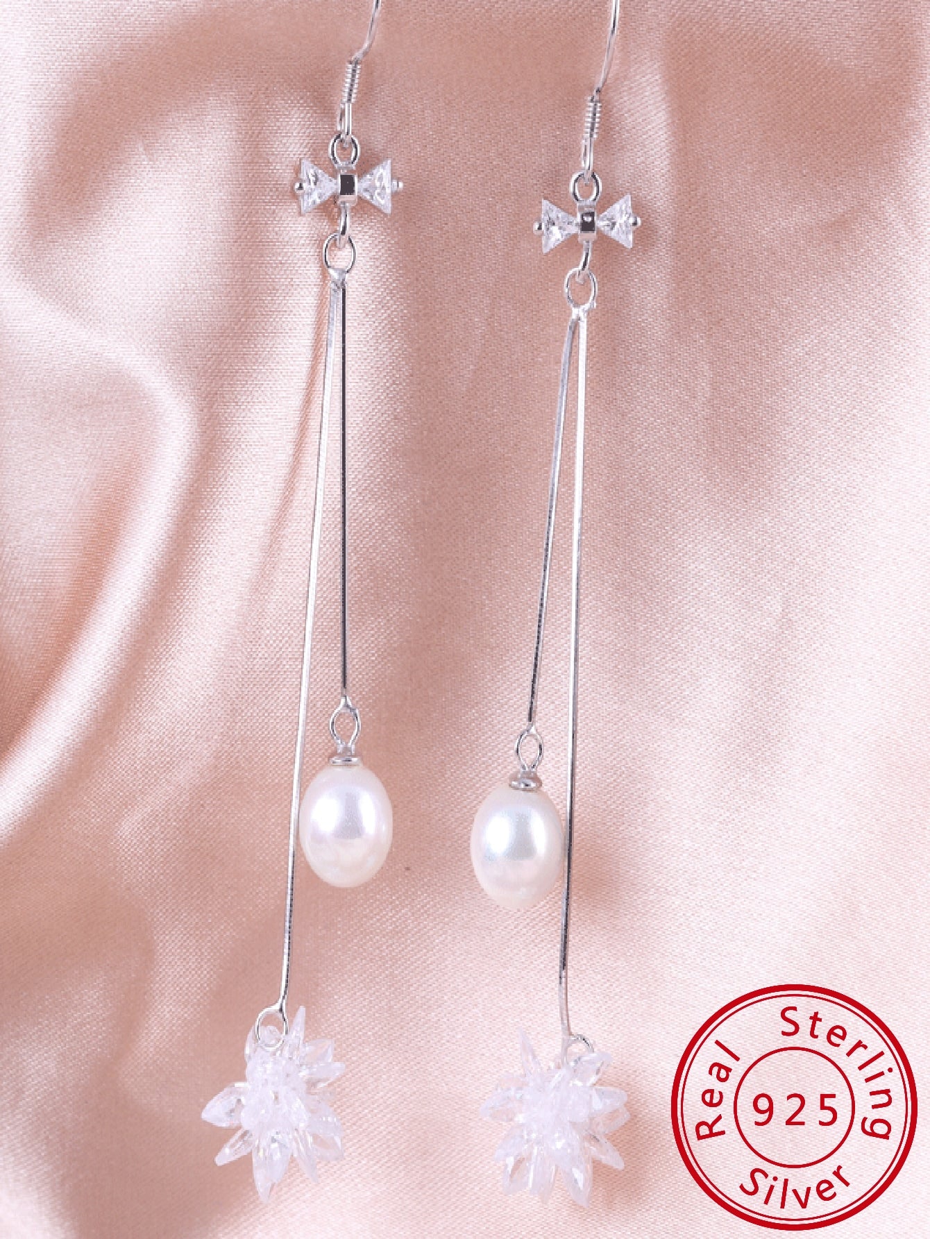 S925 Silver Ear Hook, Elegant & Luxurious Design Dangling Earrings, Long Length, Women's Ear Jewelry