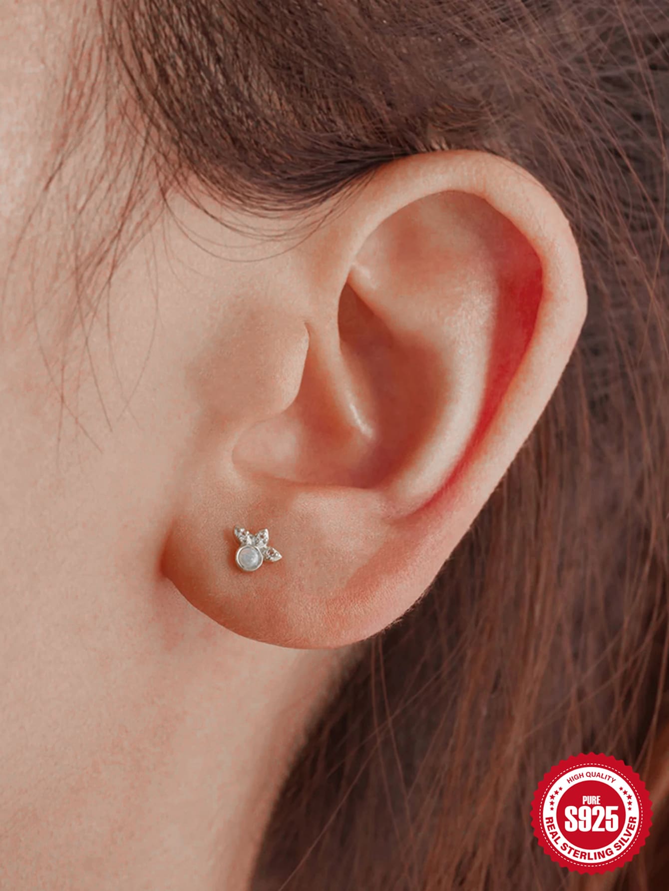 1pc Flower Opal Cartilage Piercing Earring Women Daily Wear Fine Stud Earring