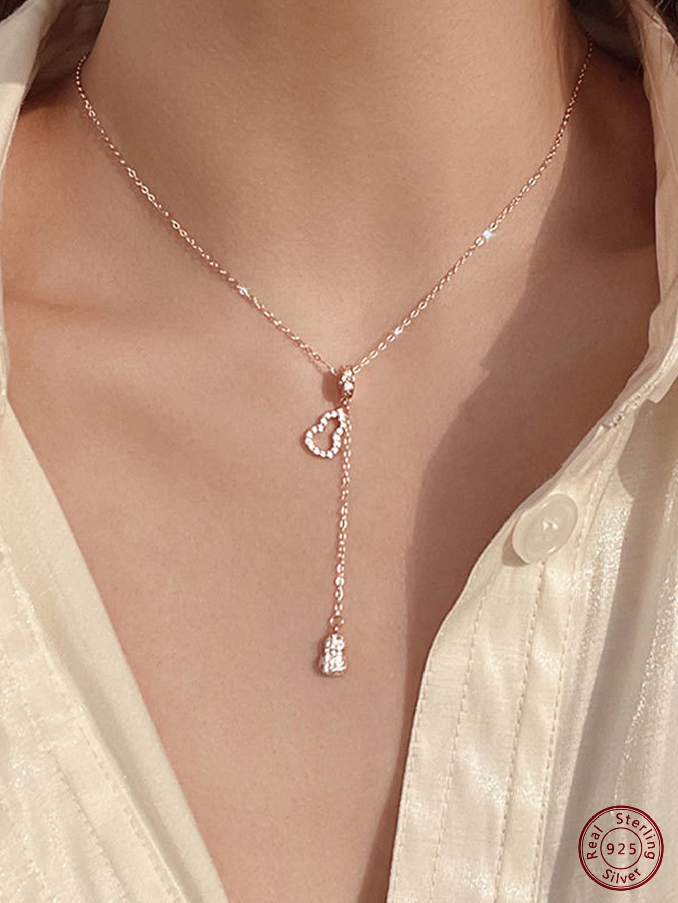 1 piece of personalized and elegant gourd tassel inlaid Cubic Zirconia ladies S925 necklace