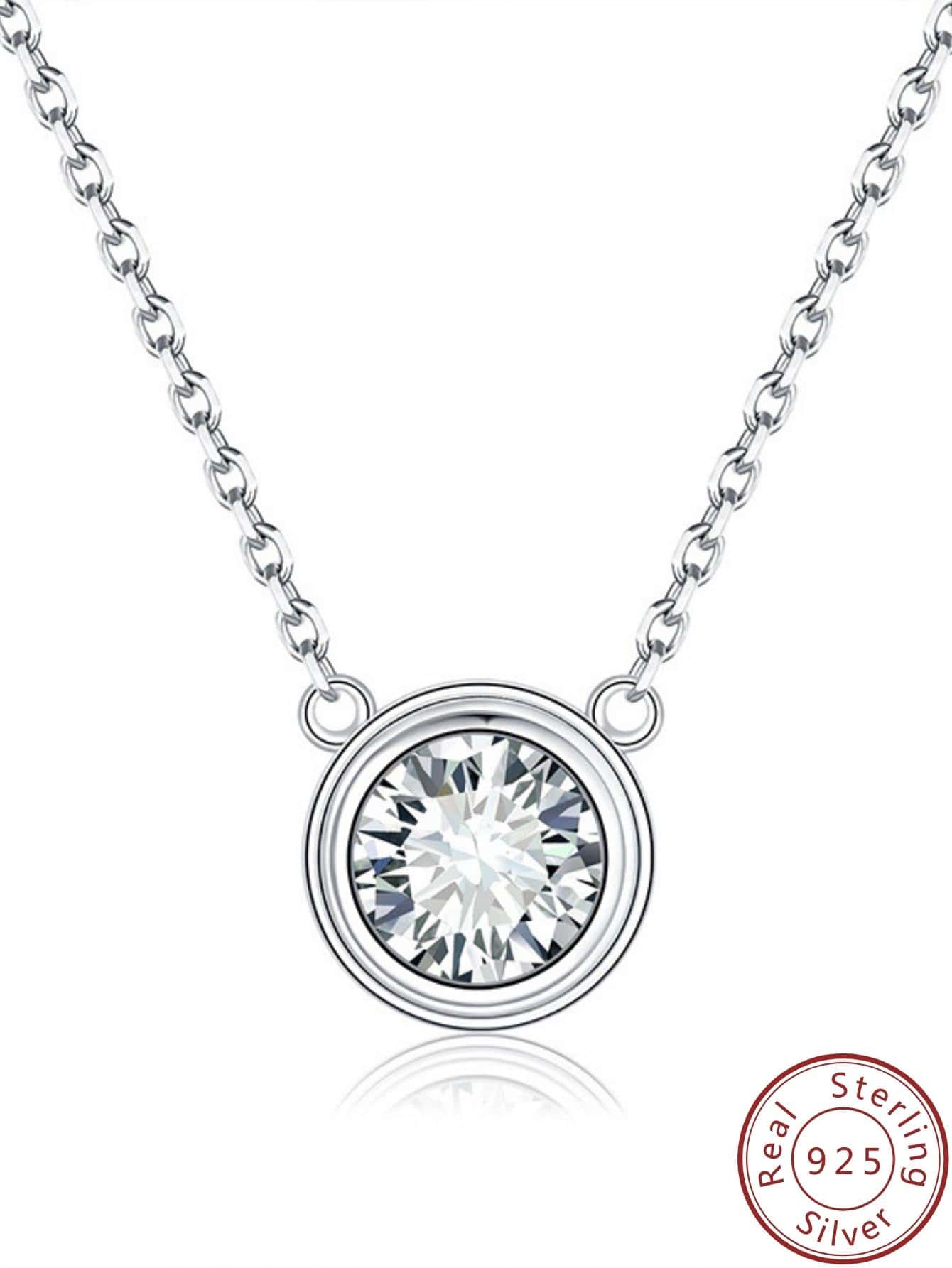 0.5ct Mozambique Round Cut 925 Sterling Silver Pendant Necklace Suitable For Daily Wear And Gift Giving Holidays