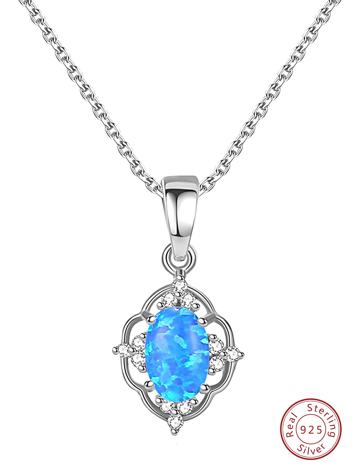 1pc Glamorous Opal Pendant Necklace For Women s925 Sterling Silver Fine Jewelry Gift