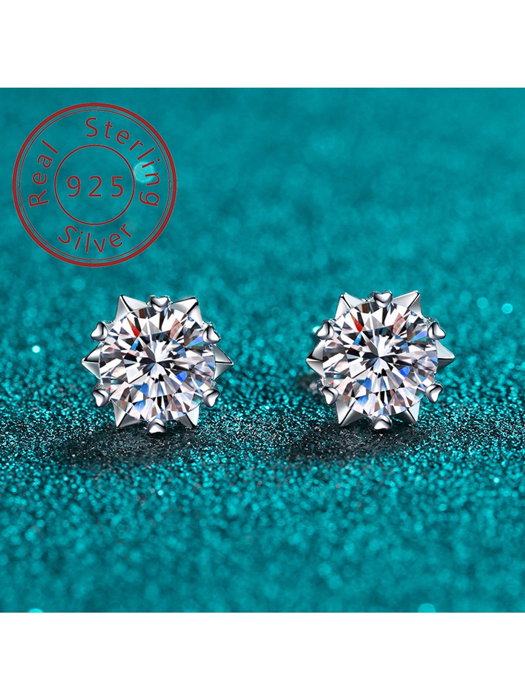 1ct/pair Moissanite & Silver Stud Earrings