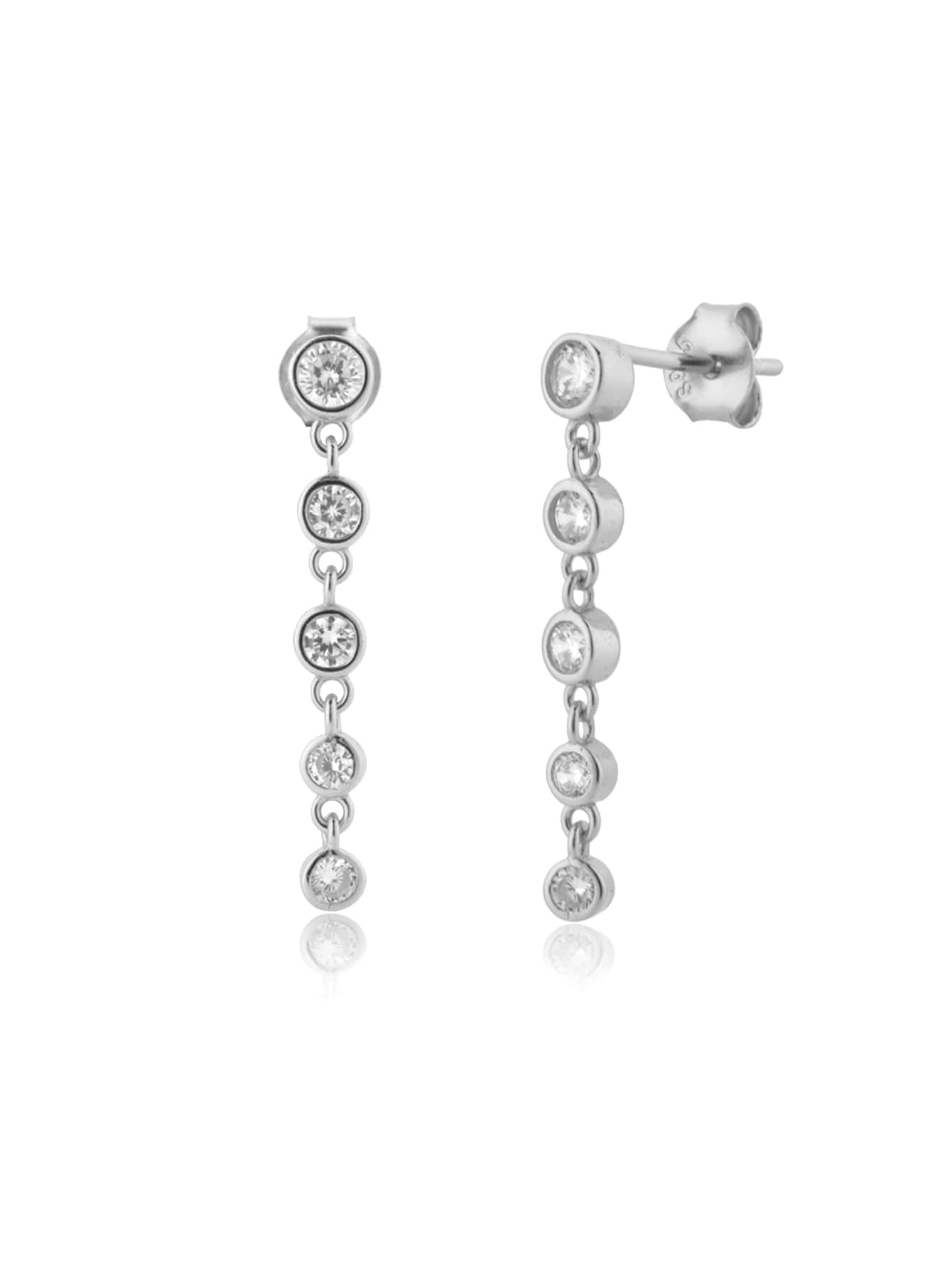 1pair Elegant & Fashionable 925 Silver Chain & Diamond Stud Earrings For Women, Engagement Anniversary Gifts