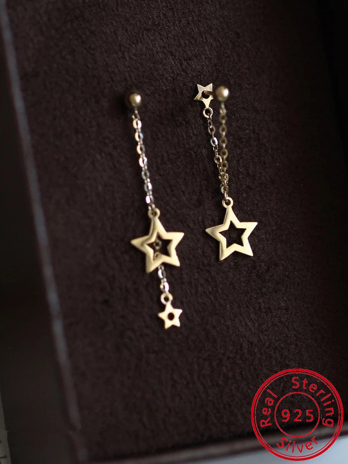 S925 Sterling Silver Drop Earrings With Tassels And Stars, Delicate And Stylish