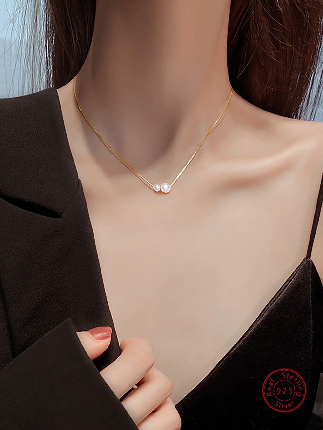 1pc Fashion Cultured Pearl Sterling Silver Pendant Necklace For Women For Girlfriend's Gift