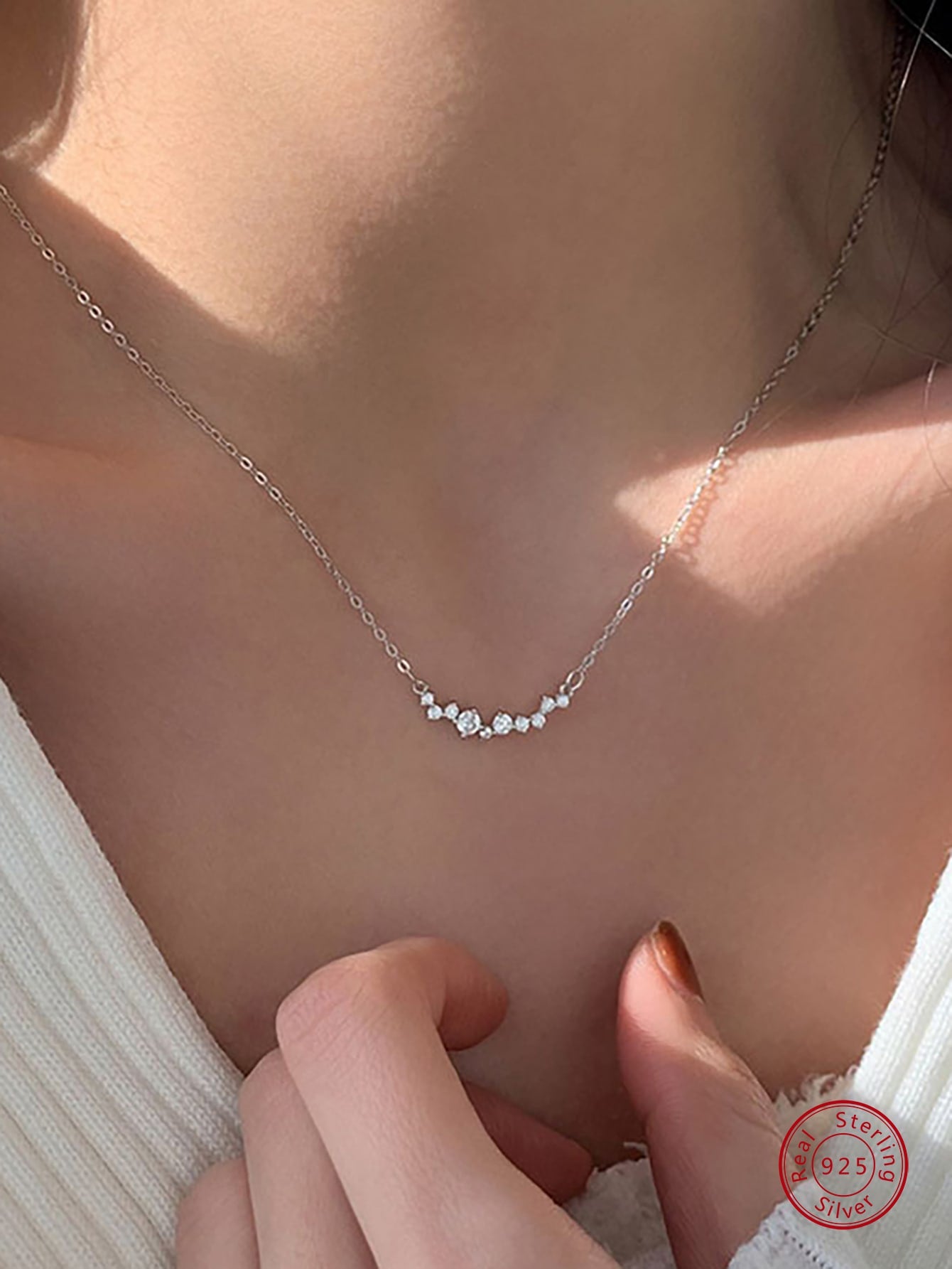 1pc Minimalist Fashionable Cubic Zirconia Sterling Silver Pendant Necklace For Women For Wedding Party Jewelry Valentine's Day Gift