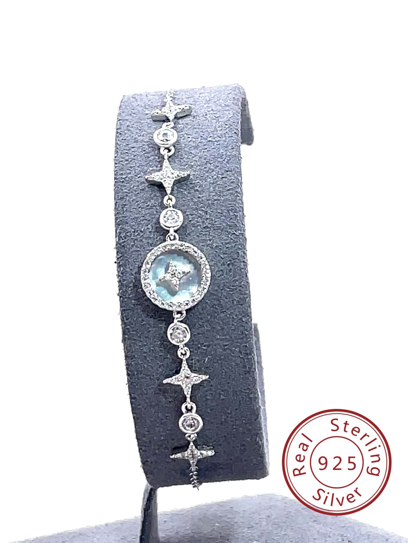 1pc Exquisite Cubic Zirconia Star Decor Sterling Silver Bracelet For Women For Daily Decoration