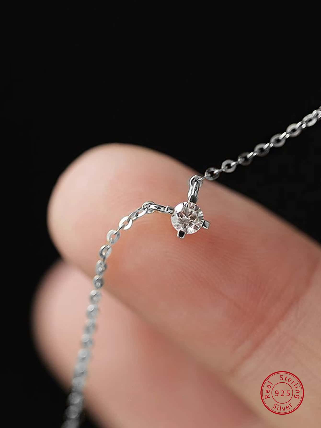 1pc Minimalist Atmospheric Vintage & Unique Style S925 Sterling Silver Delicate & Romantic Single Diamond Star Collarbone Necklace For Women, Great Gift For Friends