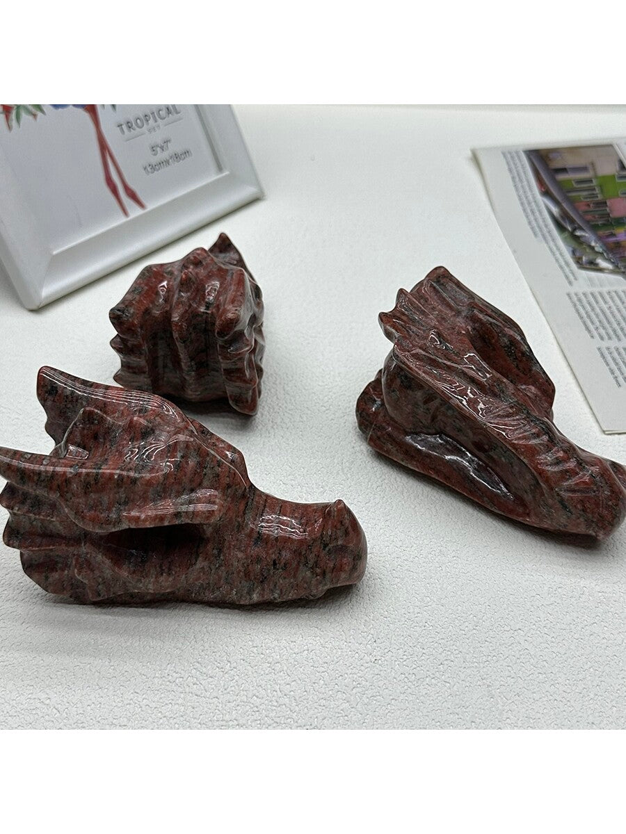 Natural Sesame Red Hand-carved Dragon Skull Crystal Specimen Polished Crafts For Festival Gifts--1