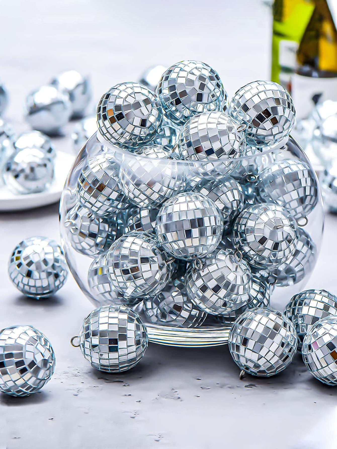 10pcs Disco Ball Pendant Party Decorations-Silver-1