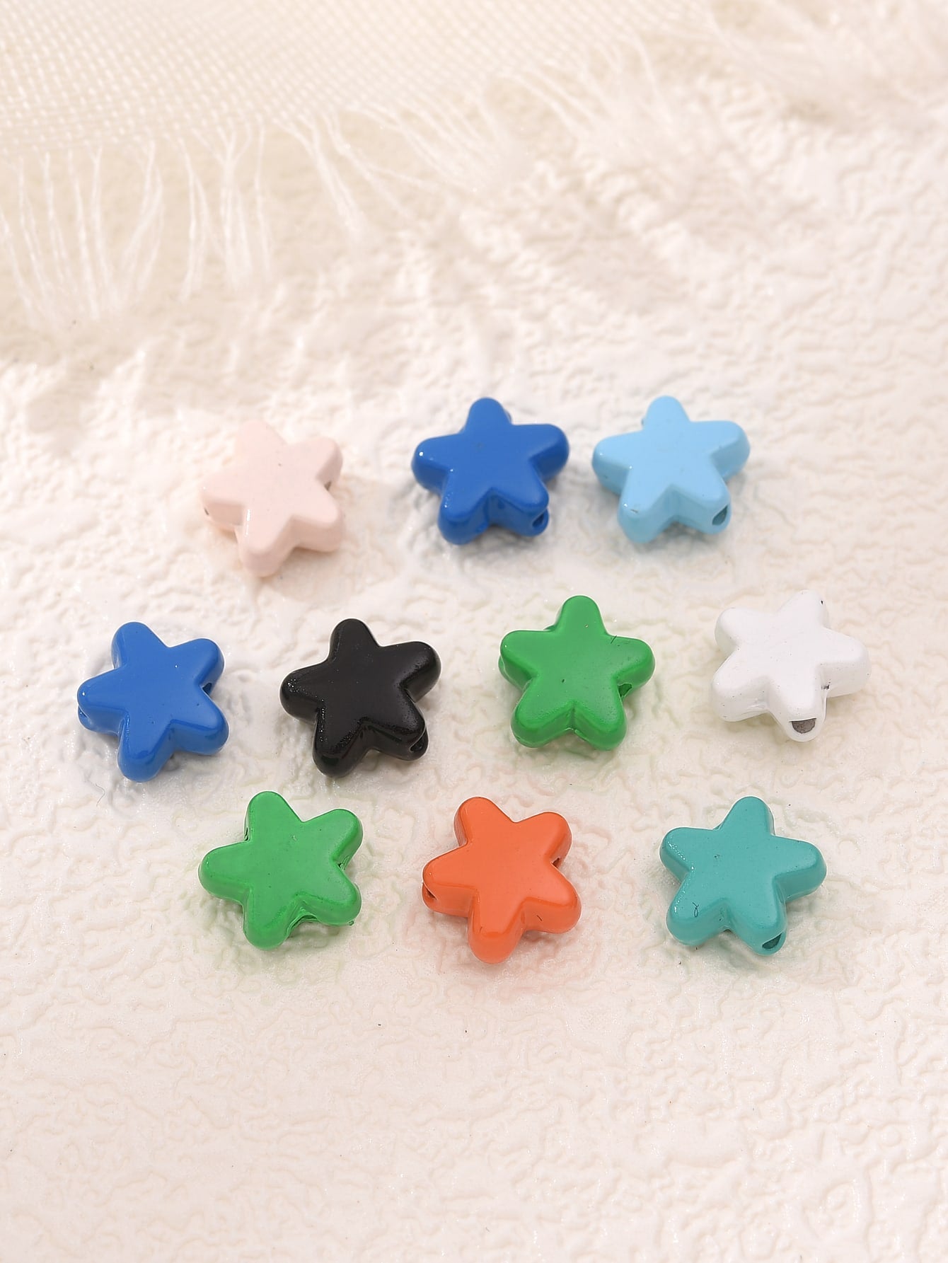 10pcs Mixed Color Painted Zinc Alloy Star Shaped Bead For Making Bracelet, Necklace, Earrings And Bag Chain-Multicolor-1