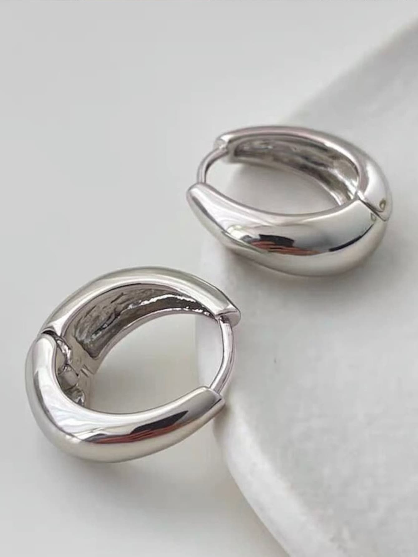 1pair Minimalist Hoop Earrings For Women s925 Sterling Silver Valentine's Day Casual Fine Ladies Jewelry Gift-Silver-1