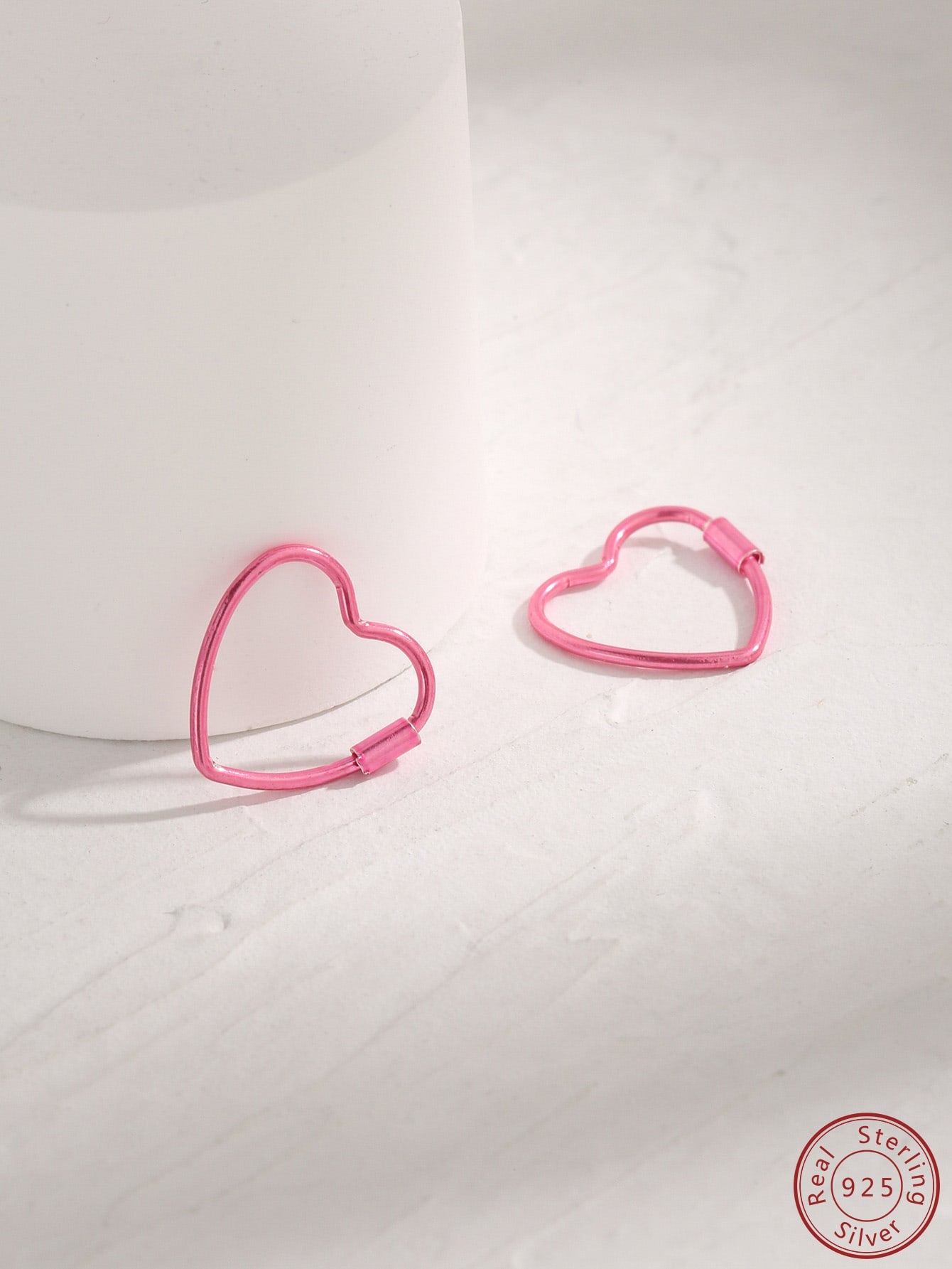 Pink Heart Shaped Earrings-Pink-1