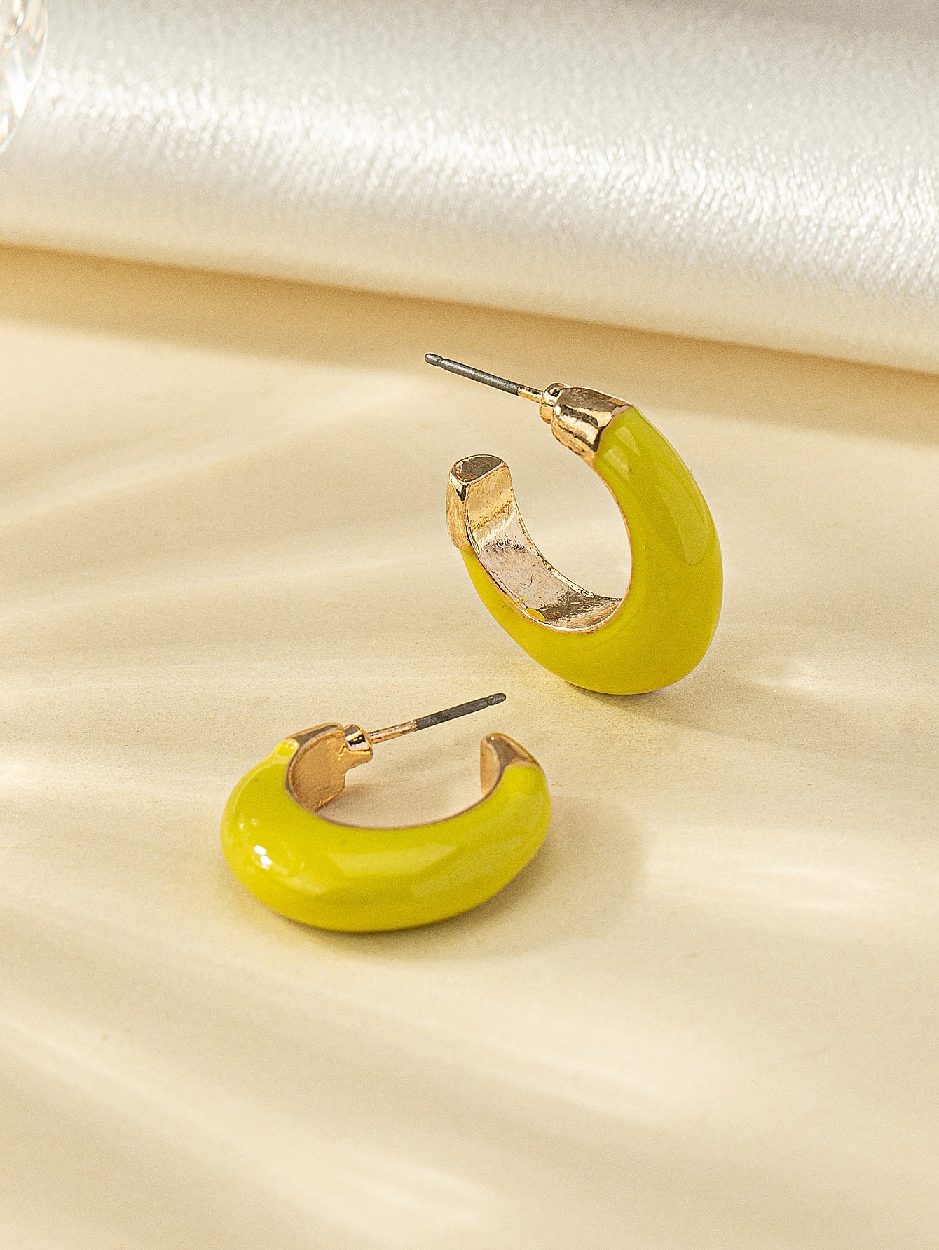 1 Pair Of Yellow Earrings-Multicolor-1