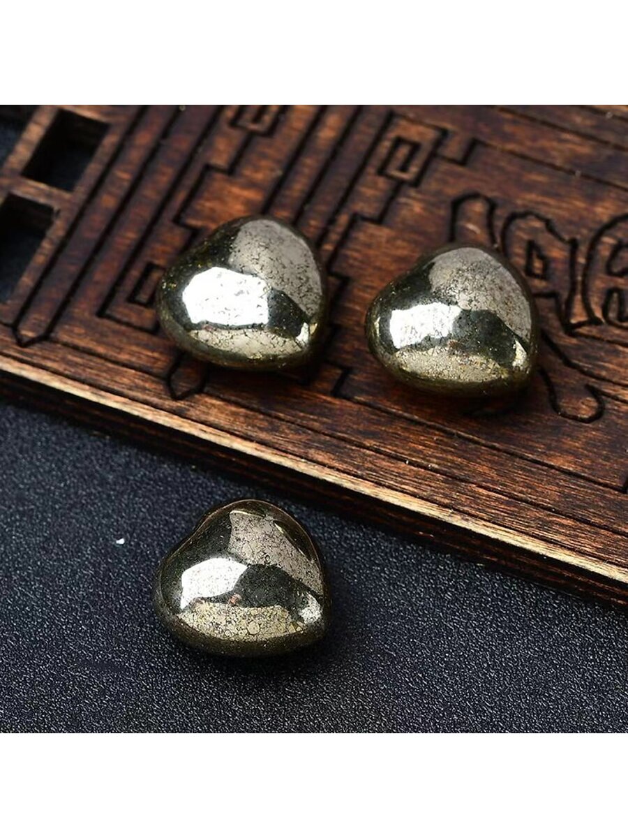 Natural Crystal Pyrite Heart Carving Decoration With Healing High Frequency Energy, Gift For Couples And Festival, 150g--1