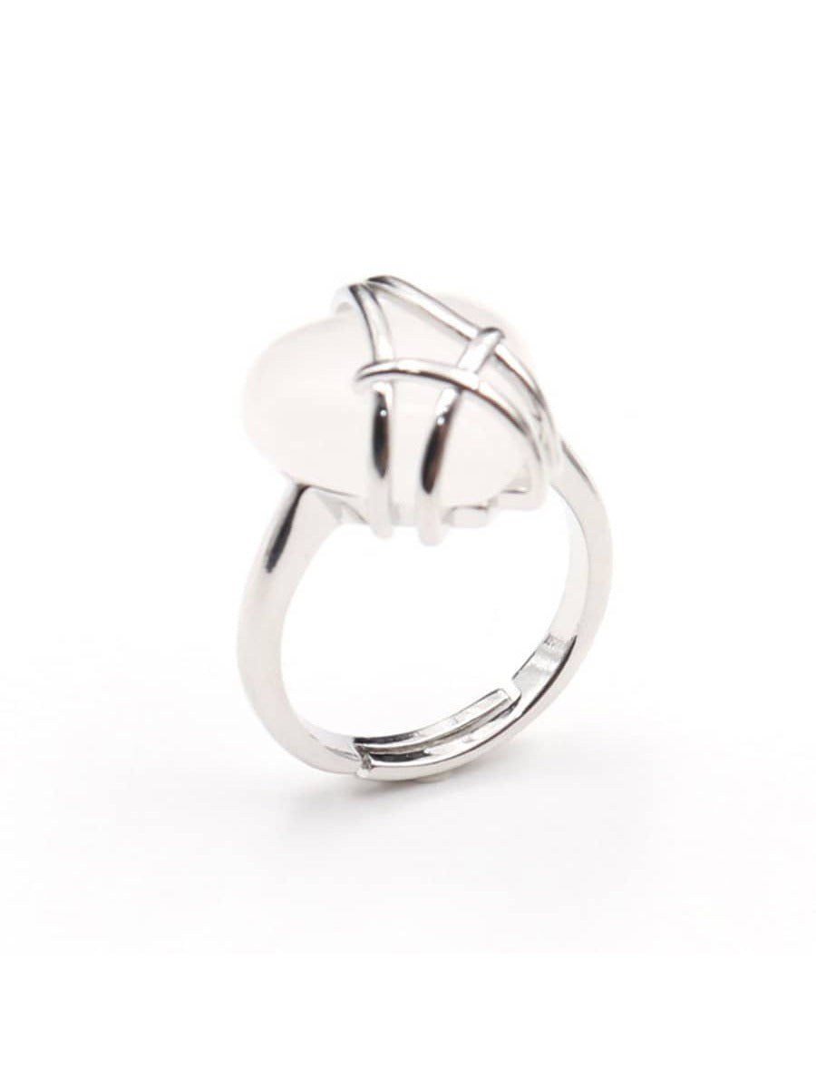 White Crystal Heart Shaped Ring-Black and White-1