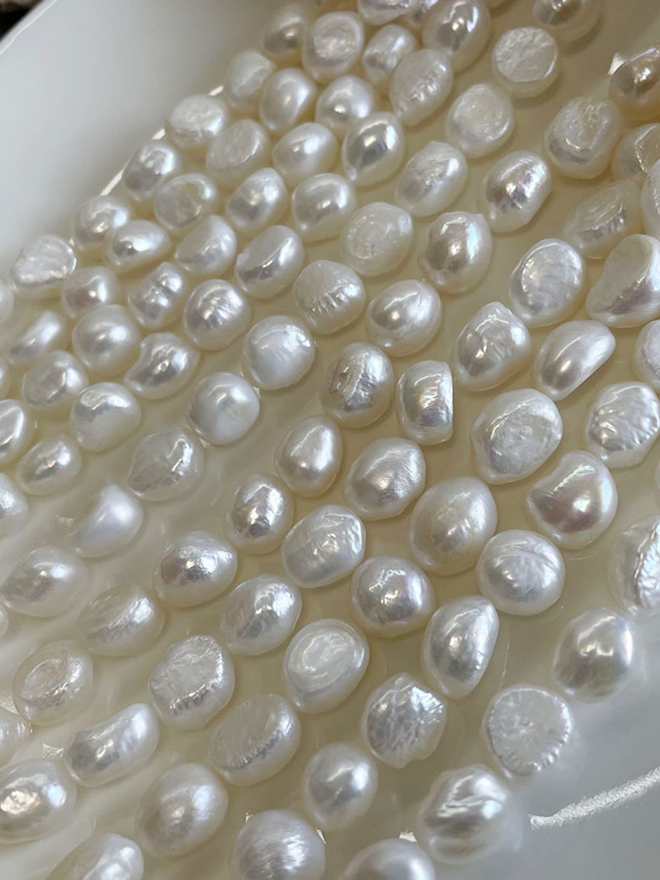 Natural 9-10mm baroque white freshwater pearl 36cm beads for necklace or bracelet making holiday DIY one strand-White-1