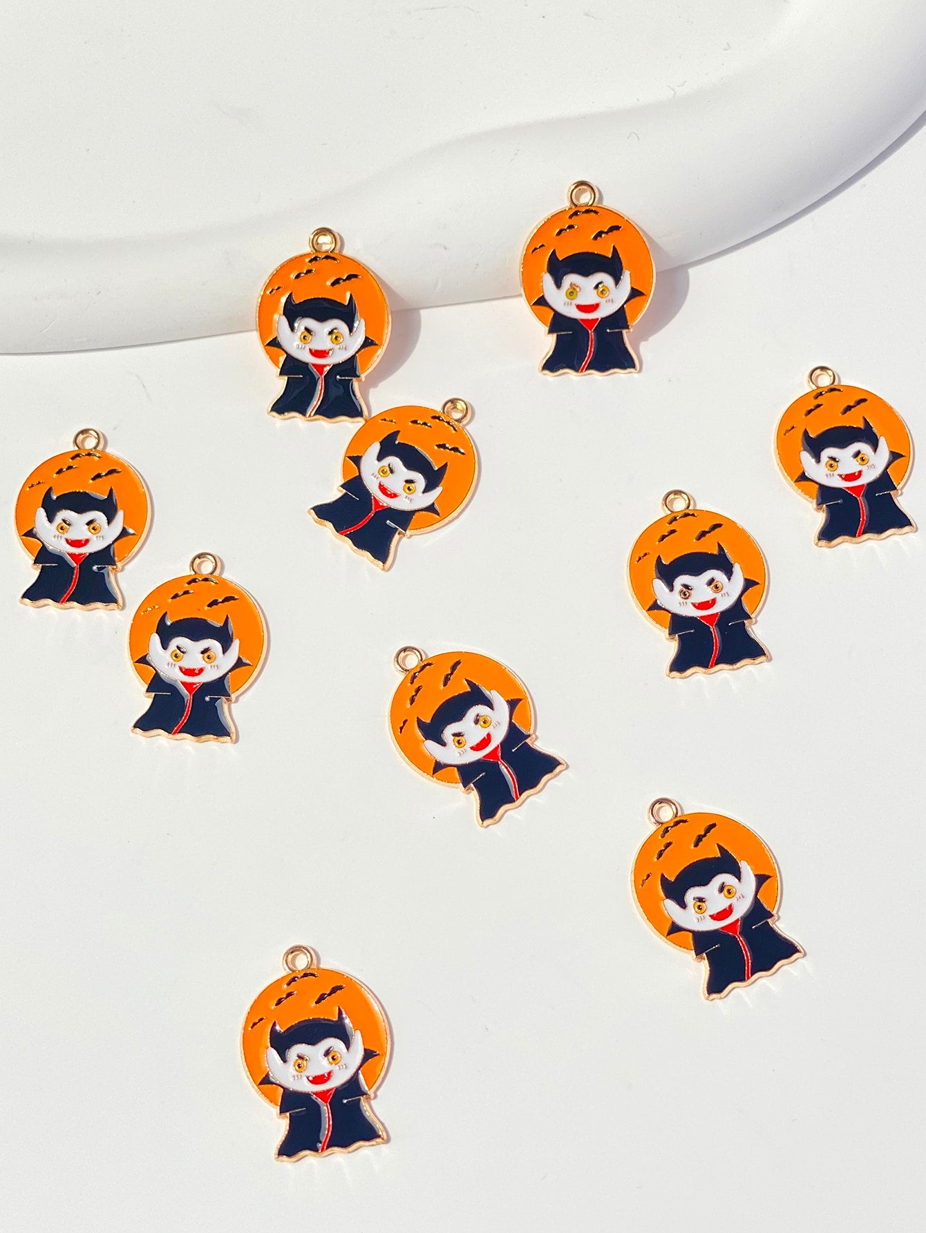 Orange Zinc Alloy Cartoon Figure Detail Round Pendant-Orange-1