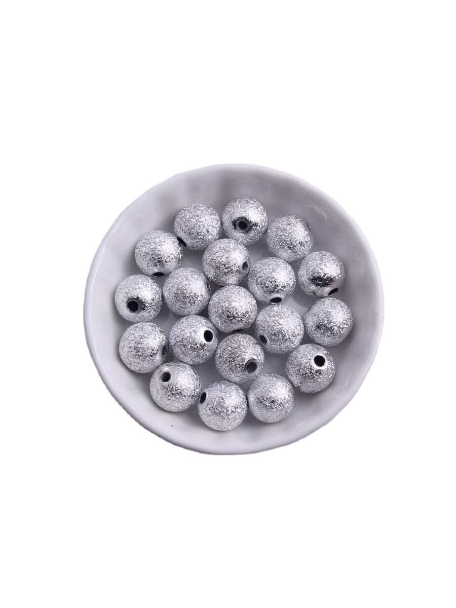 12mm 20pcs  Round Loose  Acrylic Wrinkle Stardust  Beads  For Women Girls  Baby Chunky Necklace Bracelet DIY Jewelry Making-Silver-1