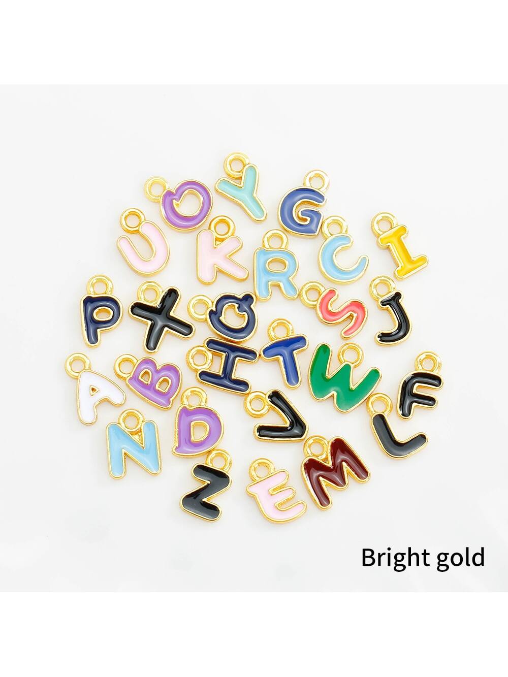 1pc(26pcs) Creative & Personalized Fashionable Colorful Alloy Droplet Shaped 26 English Letter Diy Jewelry Pendant For Bracelet, Anklet, Necklace, Earrings, Etc.-Yellow Gold-1