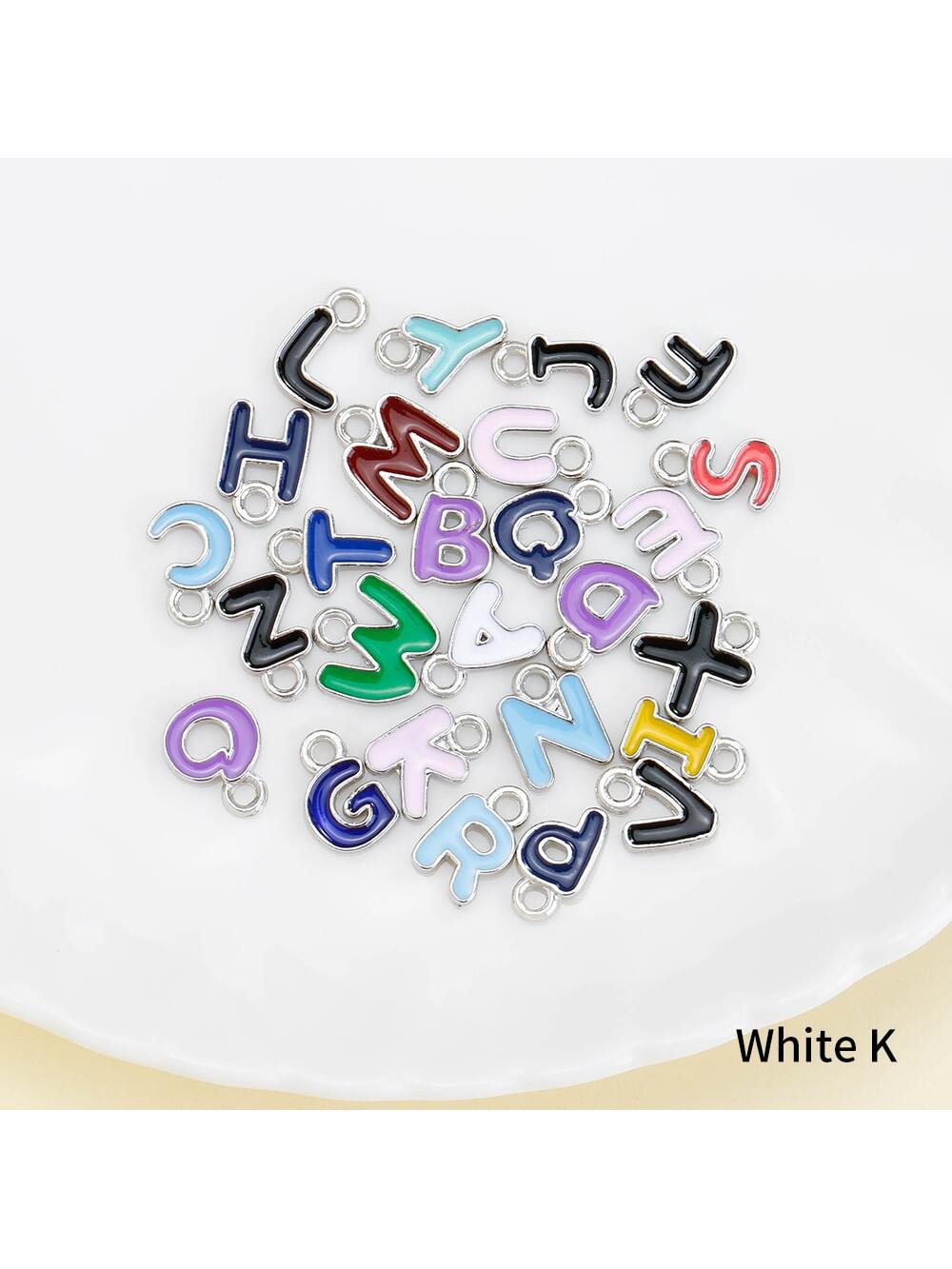 1 Piece (26pcs) Creative Personalized Fashion Color Alloy Drop Oil 26 English Letters Pendant Pendant Accessories Materials For Diy Creation Of Bracelets Anklets Necklaces Earrings And Other Accessories-Silver-1