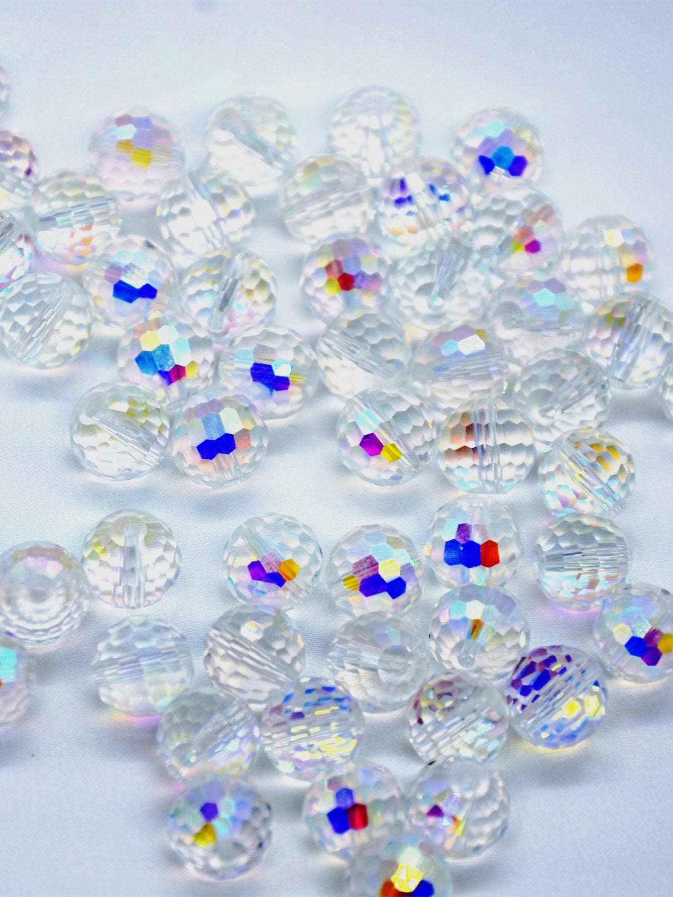 1 Strand 6-12mm Glass Crystal Beads With Ab Finish, Suitable For Women's Diy Jewelry Making-Clear-1