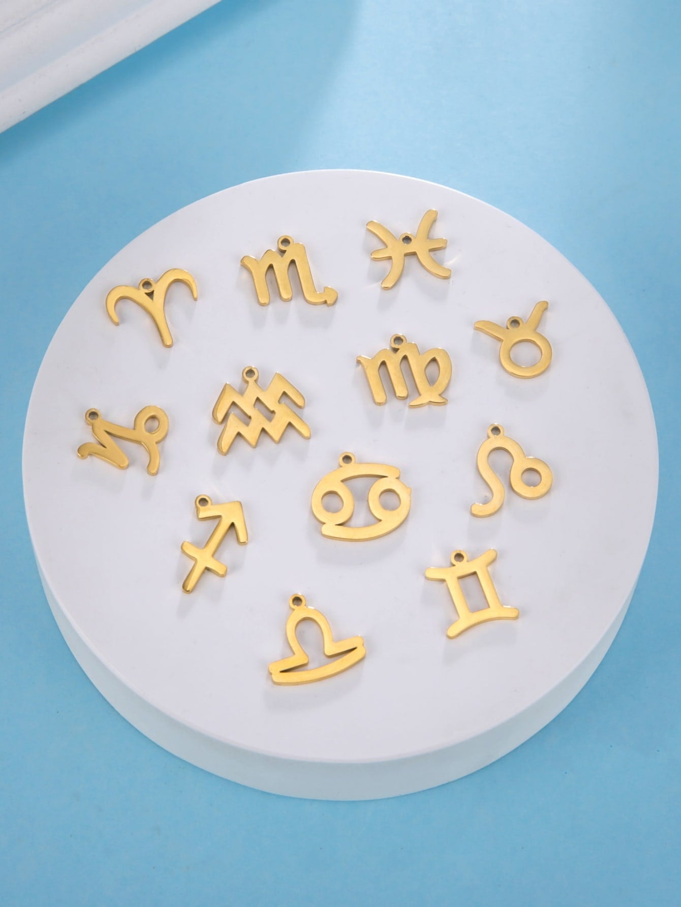 12pcs/blackpack Women's Sweet & Cute Constellation Combination Jewelry Making Charms, Can Be Used For Couple Bracelets, Necklaces, Anklets Diy Handmade Accessories-Yellow Gold-1