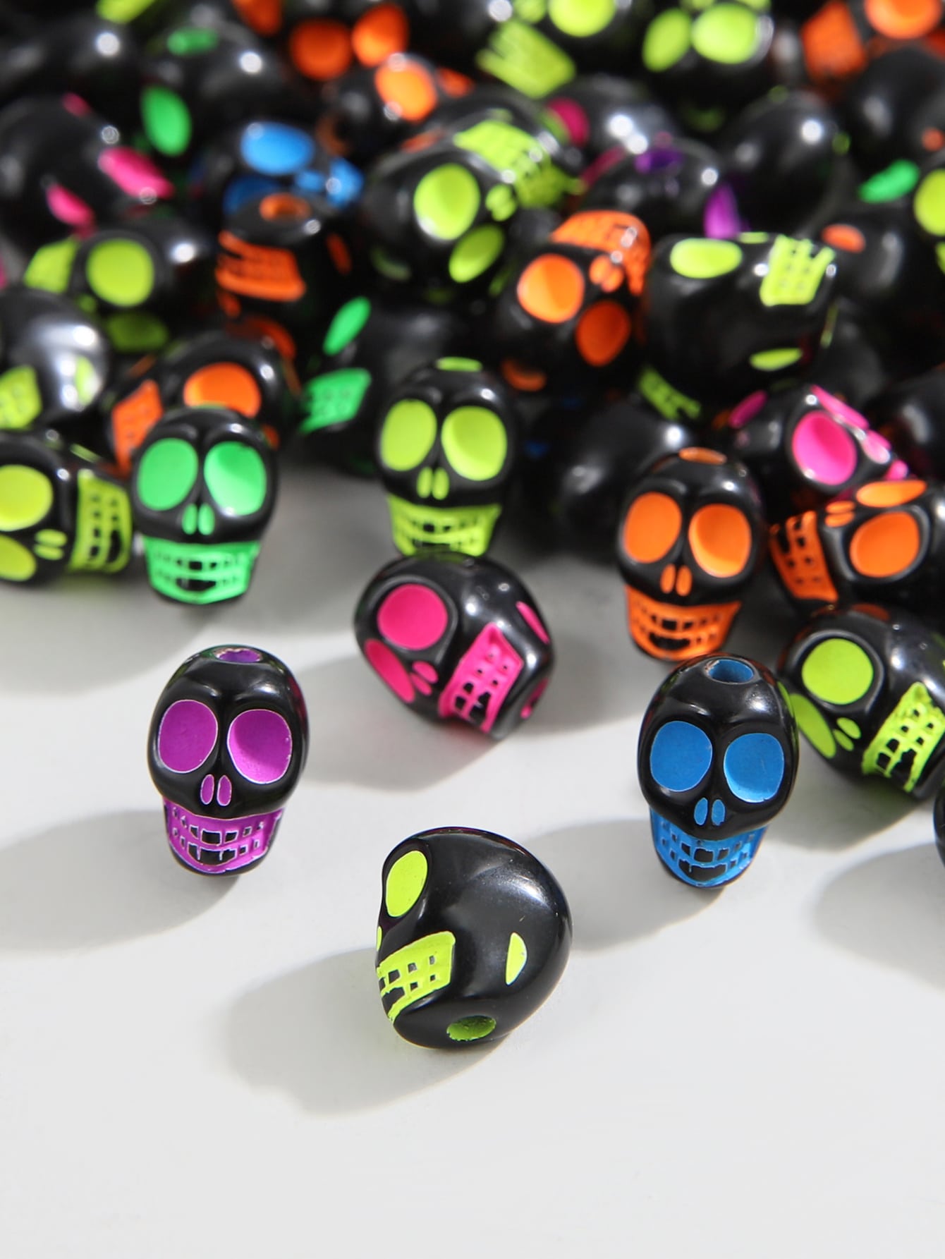 Approximately 100pcs/pack Halloween Skull Beads For Diy Jewelry Making-Multicolor-1