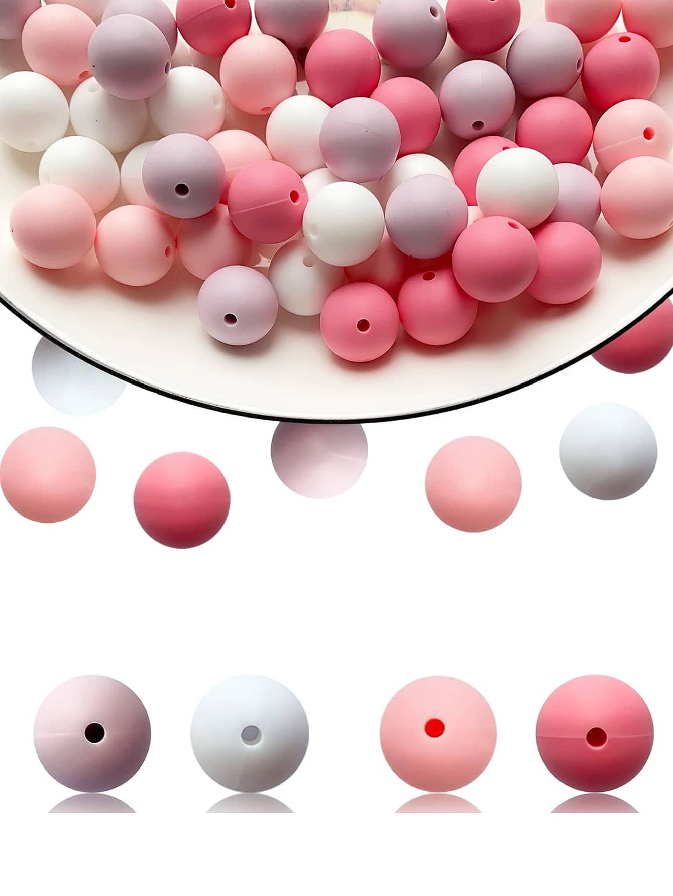 50pcs Colorful Silicone Beads For Diy Necklace, Bracelet Or Jewelry Gift-Multicolor-1