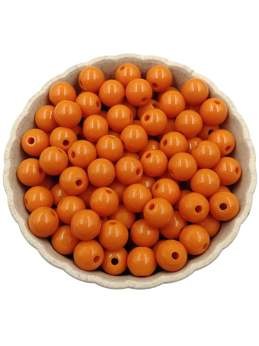 40Pcs 8mm Acrylic Round Loose Beads DIY Jewelry Accessories for Necklace Bracelet Making-Orange-1